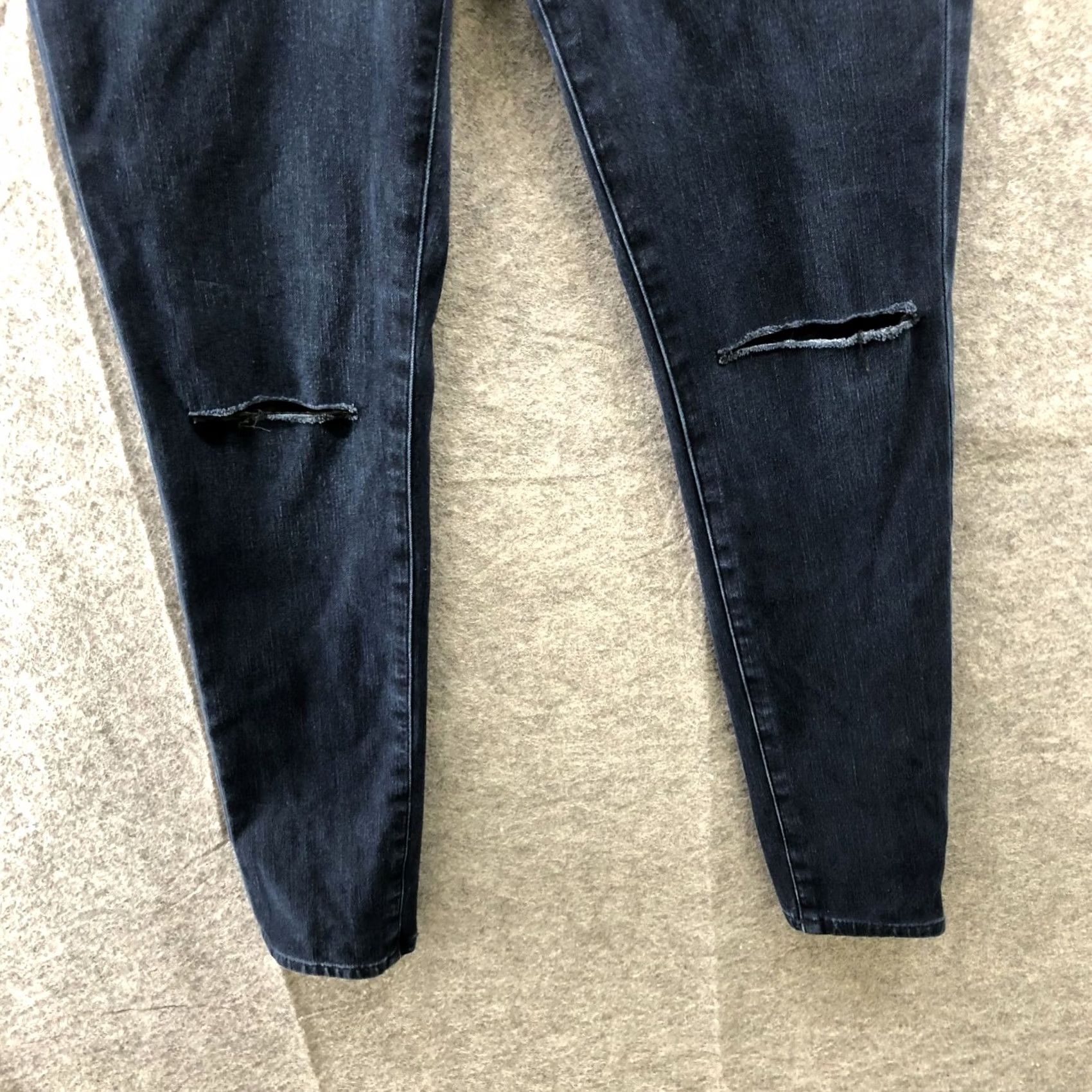 Express Express High Rise Skinny Jean Womens Size 8L Dark Wash Blue Distressed Knee Size 30" / US 8 / IT 44 - 4 Thumbnail