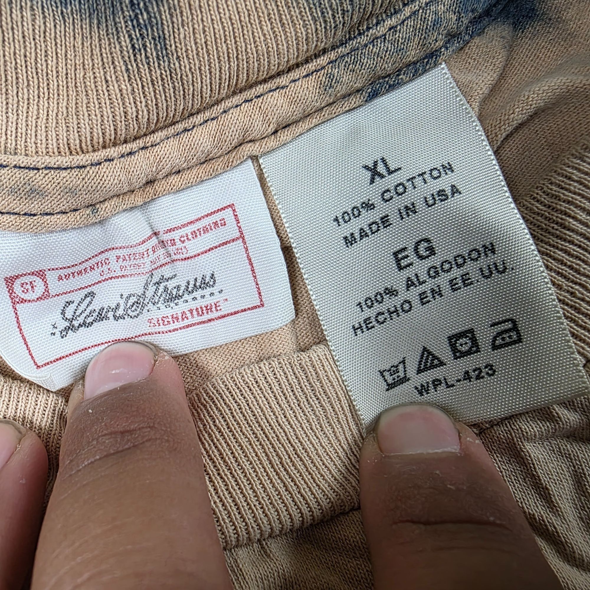 Levi's Vintage Levi Strauss Mens XL Beige Graphic USA Flag Distress Size US XL / EU 56 / 4 - 5 Thumbnail