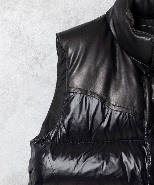 Number (N)ine Number nine COMBINATION DOWN VEST Nylon Leather Size US XL / EU 56 / 4 - 4 Thumbnail