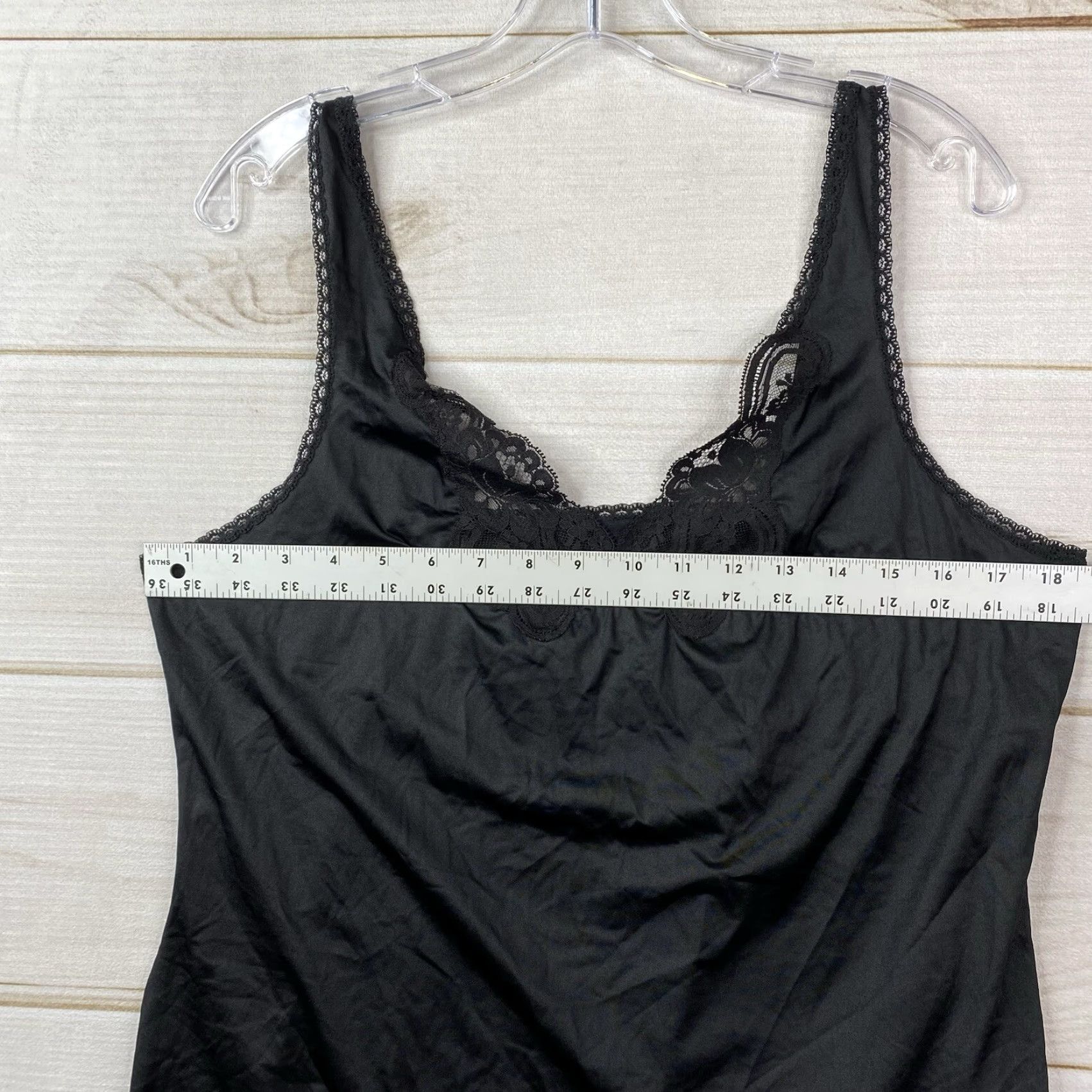 Vintage VINTAGE WonderMaid Camisole Womens 38 Black Satin Lace Tank Spaghetti Adjustable USA Slips Top Shirt Womens Size XS / US 0-2 / IT 36-38 - 4 Thumbnail