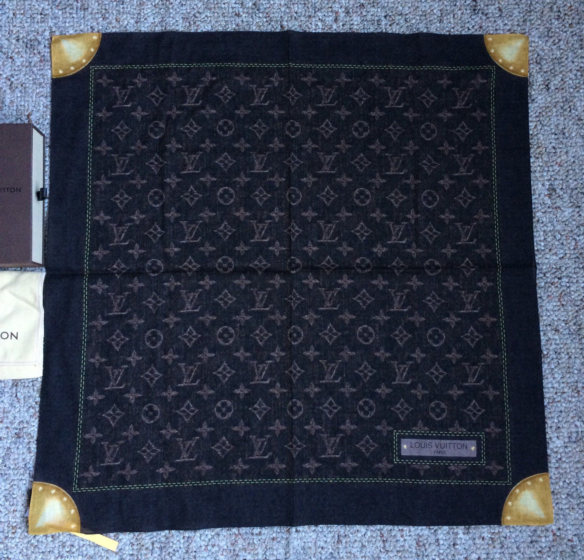 Louis Vuitton S/S 2006 Louis Vuitton Denim Monogram Scarf Size ONE SIZE - 1 Thumbnail