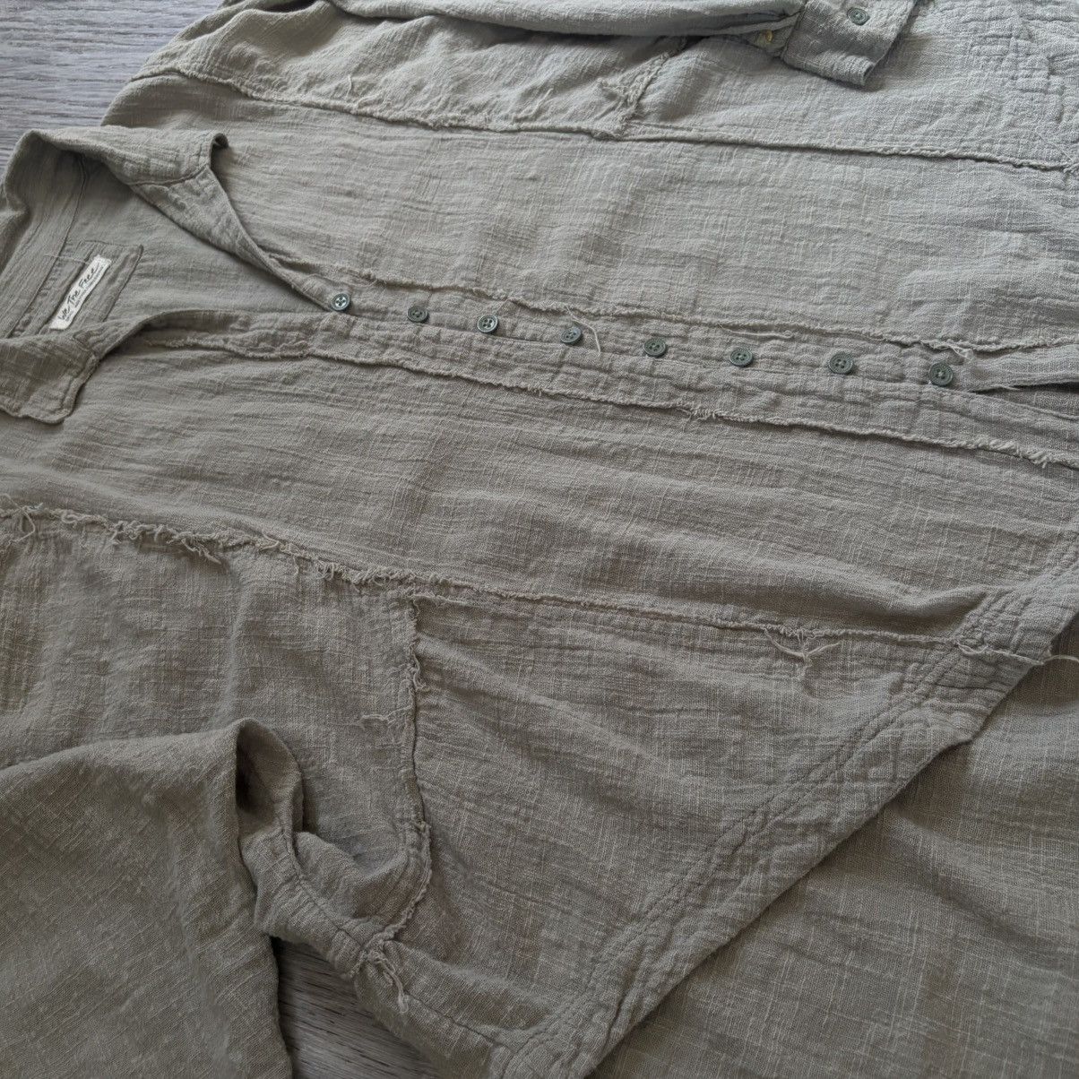 Free People We the Free Button Down Oversized Tunic Olive Green Small Size S / US 4 / IT 40 - 2 Thumbnail