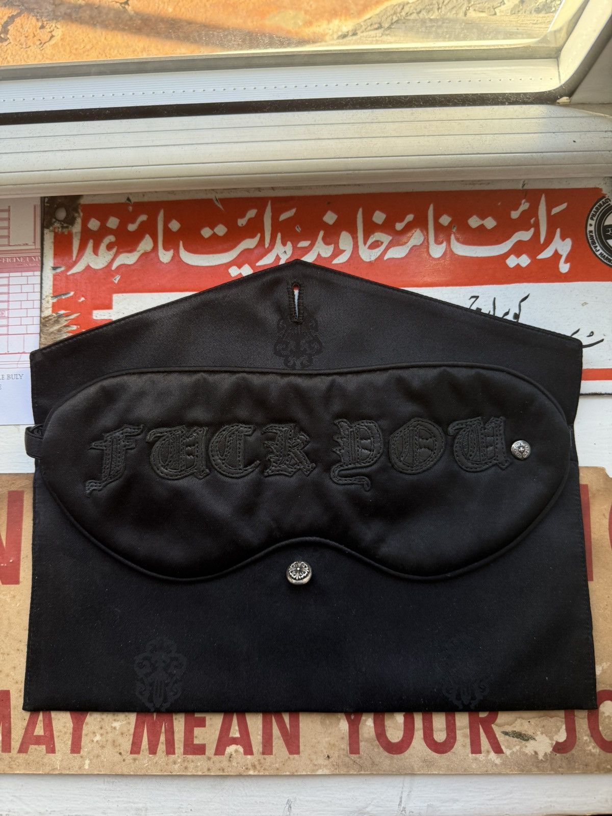 Chrome Hearts 🚭GRAIL🚭EARLY 2000s "FUCK YOU" SILK SLEEPING MASK w/ CASE Size ONE SIZE - 8 Thumbnail