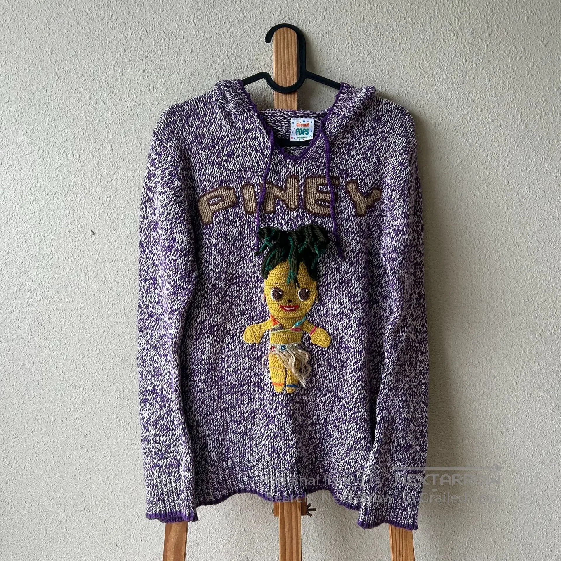 Hysteric Glamour vintage purple knitted hoodie with doll design. Size XXS / US 00 / IT 34 - 1 Thumbnail