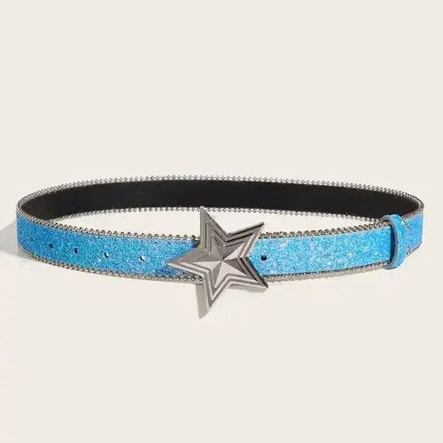 Vintage Y2k Streetwear Star Buckle Blue Belt Size ONE SIZE - 3 Thumbnail