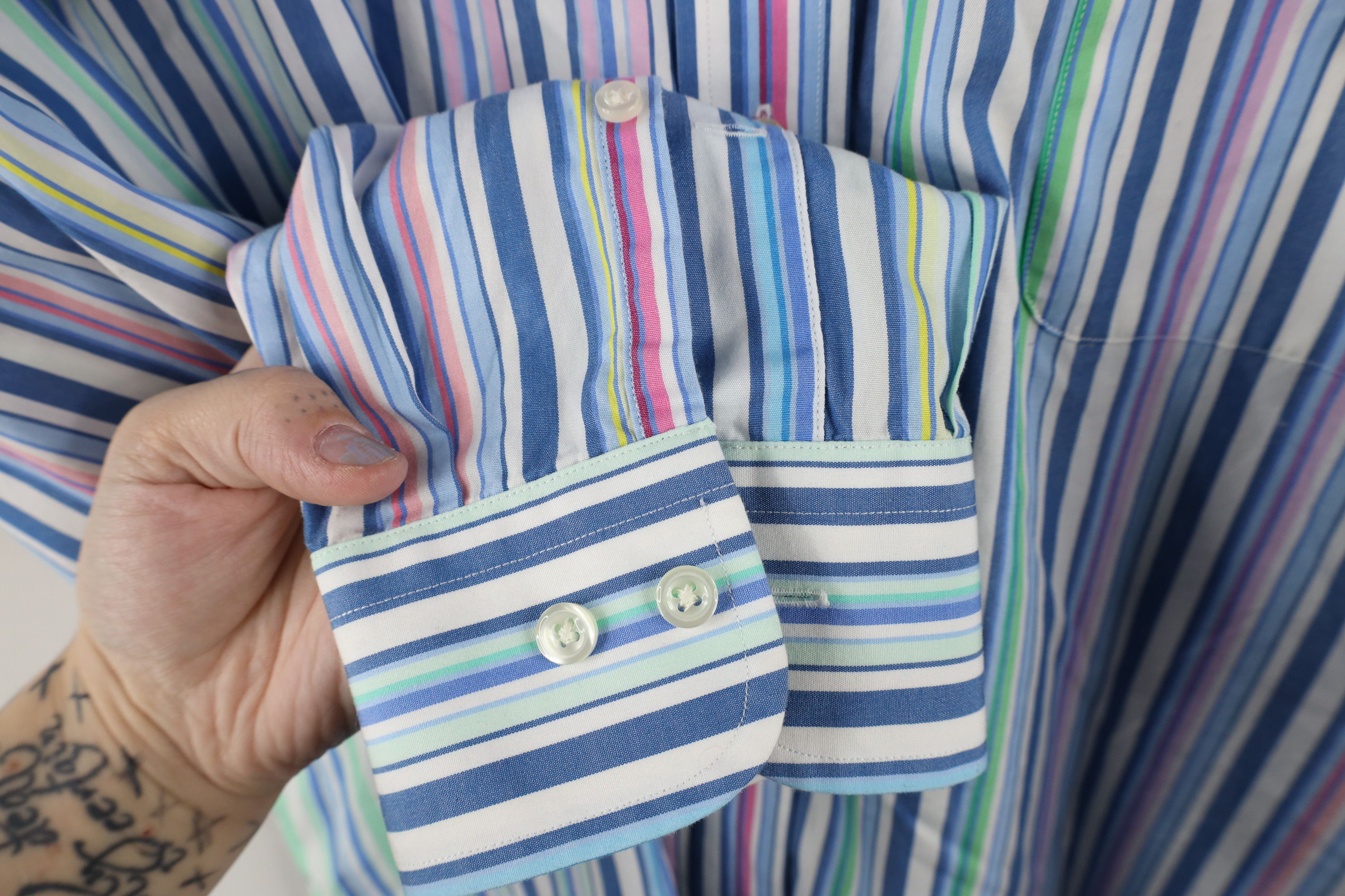 Lands' End × Vintage Vintage 90s Lands End Striped Collared Button Down Shirt Size US M / EU 48-50 / 2 - 5 Thumbnail
