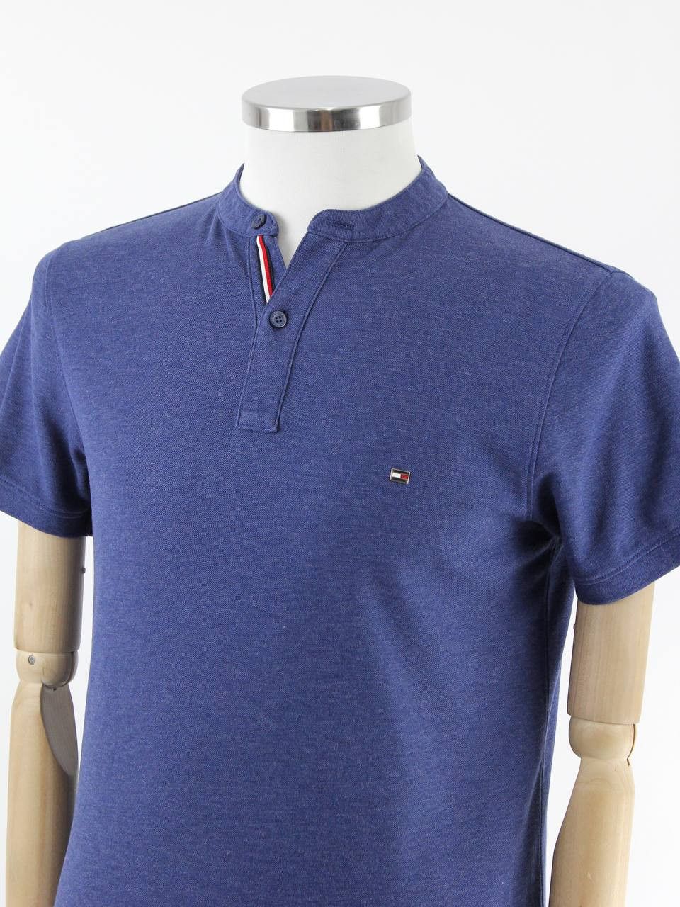 Tommy Hilfiger TOMMY HILFIGER Blue Slim Fit Shirt without Collar Size US M / EU 48-50 / 2 - 4 Thumbnail