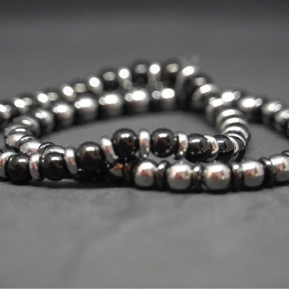 Other 2Pcs 6mm Stainless Steel Beaded Bracelet Set #8654 Size ONE SIZE - 2 Thumbnail