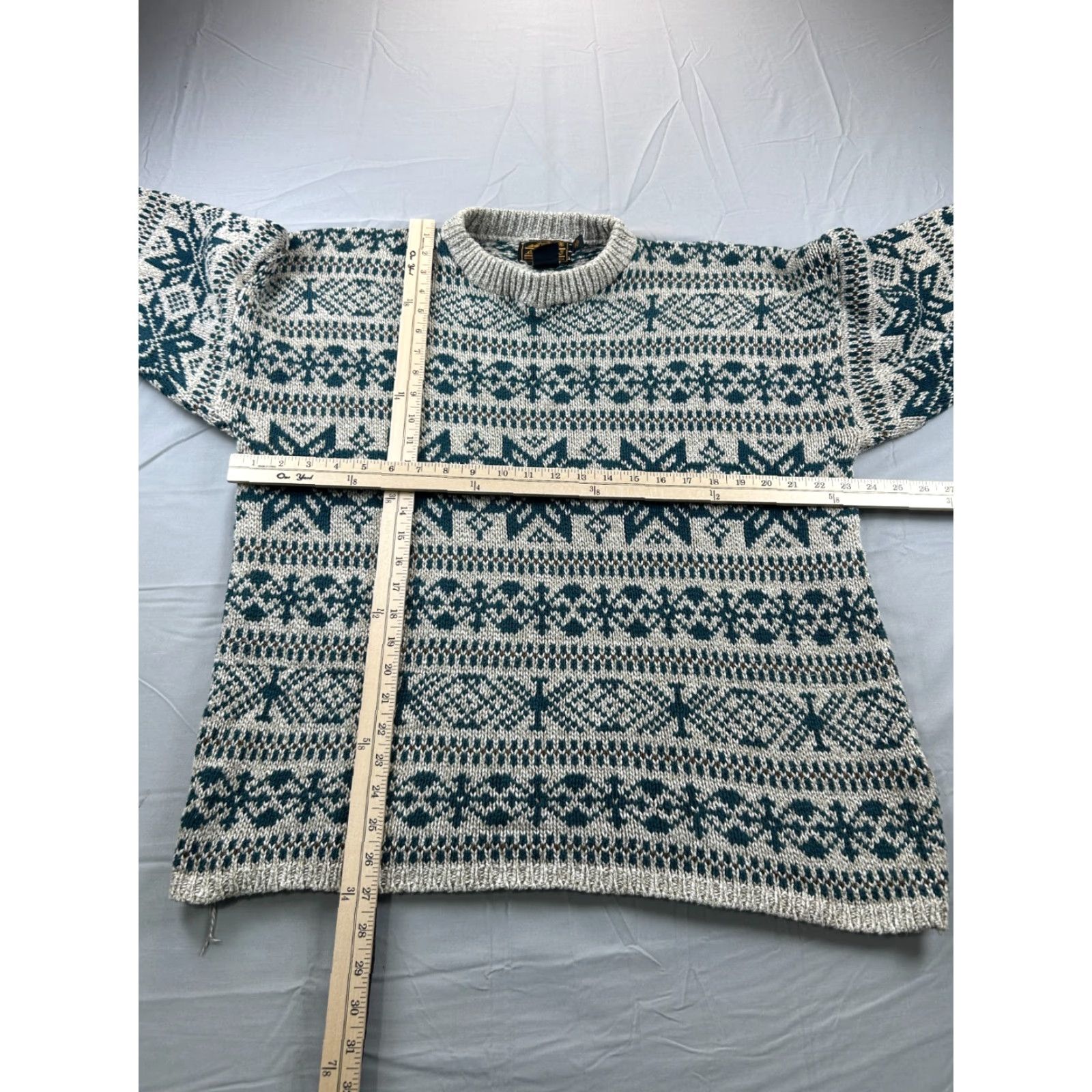 Eddie Bauer VINTAGE Eddie Bauer Mens XL Fair Isle Knit Sweater Gray USA Crew Neck Long Sleeve Pullover Winter Cotton Wool Size US XL / EU 56 / 4 - 5 Thumbnail