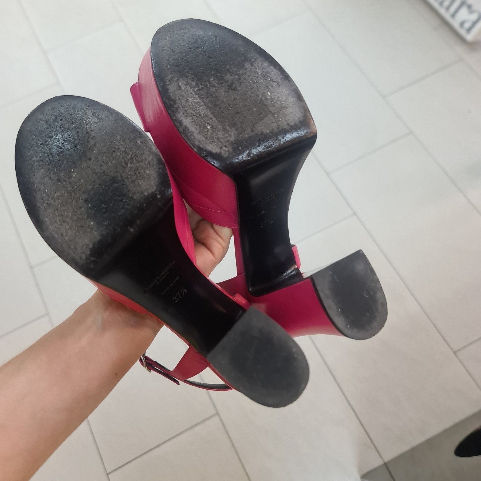 Saint Laurent Paris Saint Laurent Pink Candy Leather Platform Sandals Size 37.5 Size US 6.5 / IT 36.5 - 9 Thumbnail