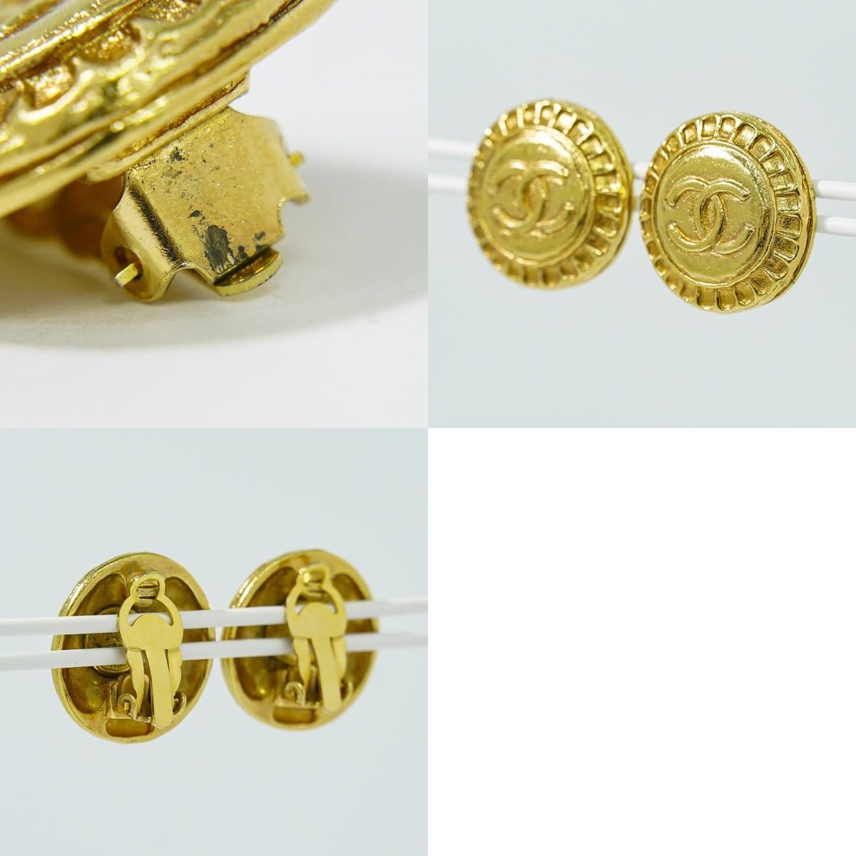 Chanel Chanel Gold Plated Vintage Round CC Clip-on Earrings Gold Size ONE SIZE - 4 Thumbnail
