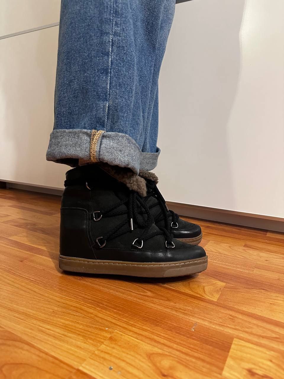 Isabel Marant Isabel Marant Nowles shearling-trimmed leather ankle boots Size US 7 / IT 37 - 3 Thumbnail