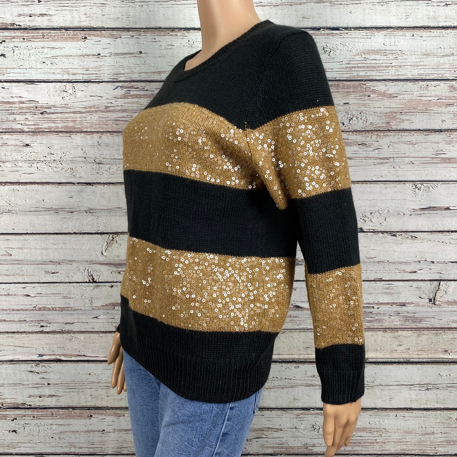 Isaac Mizrahi Isaac Mizrahi Elsie Wool Blend Sequin Stripe Sweater Medium Size M / US 6-8 / IT 42-44 - 7 Thumbnail
