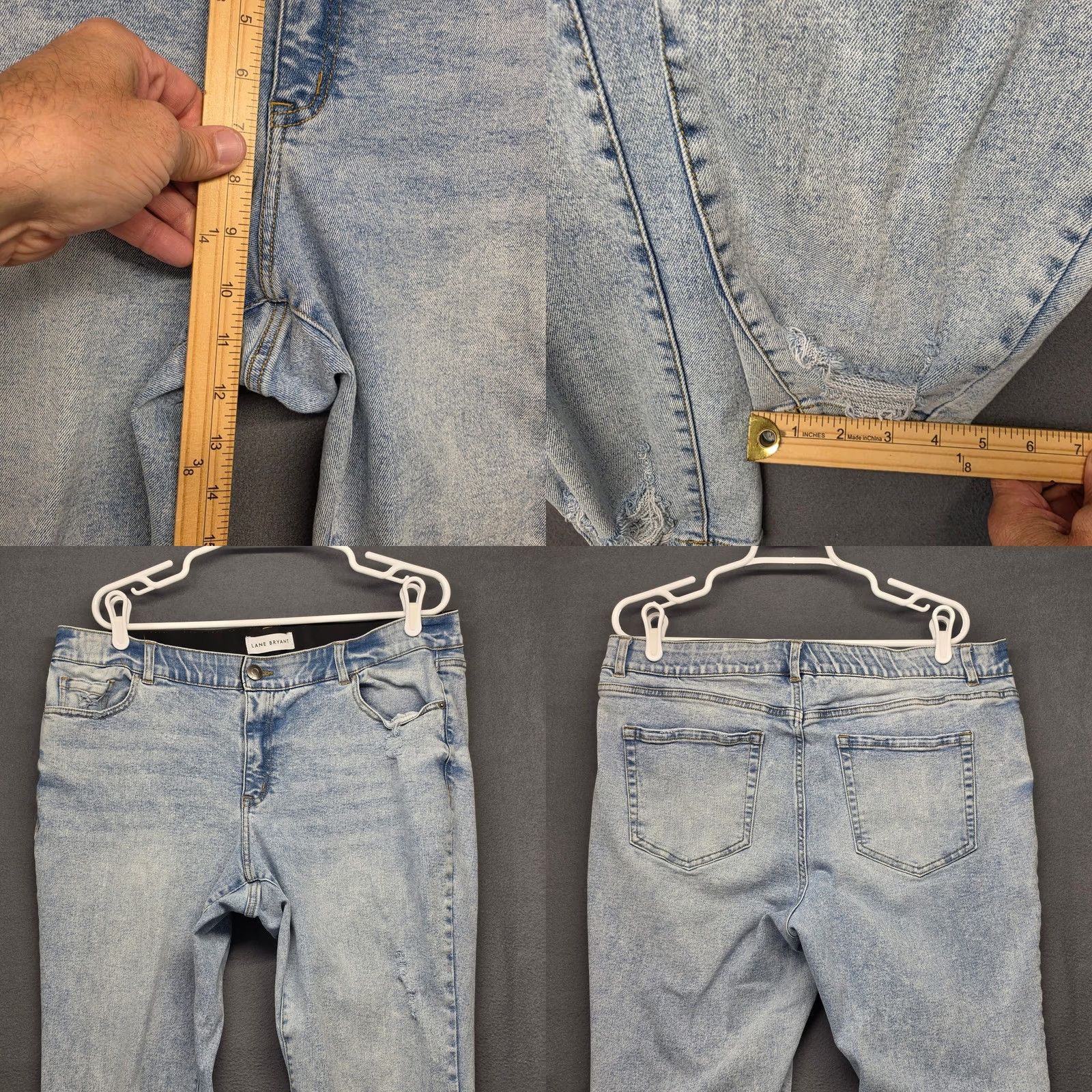 Vintage Lane Bryant Womens 18 Skinny Stretch Distressed Denim Jeans Light Wash Pants Size 40" / US 18 - 8 Thumbnail