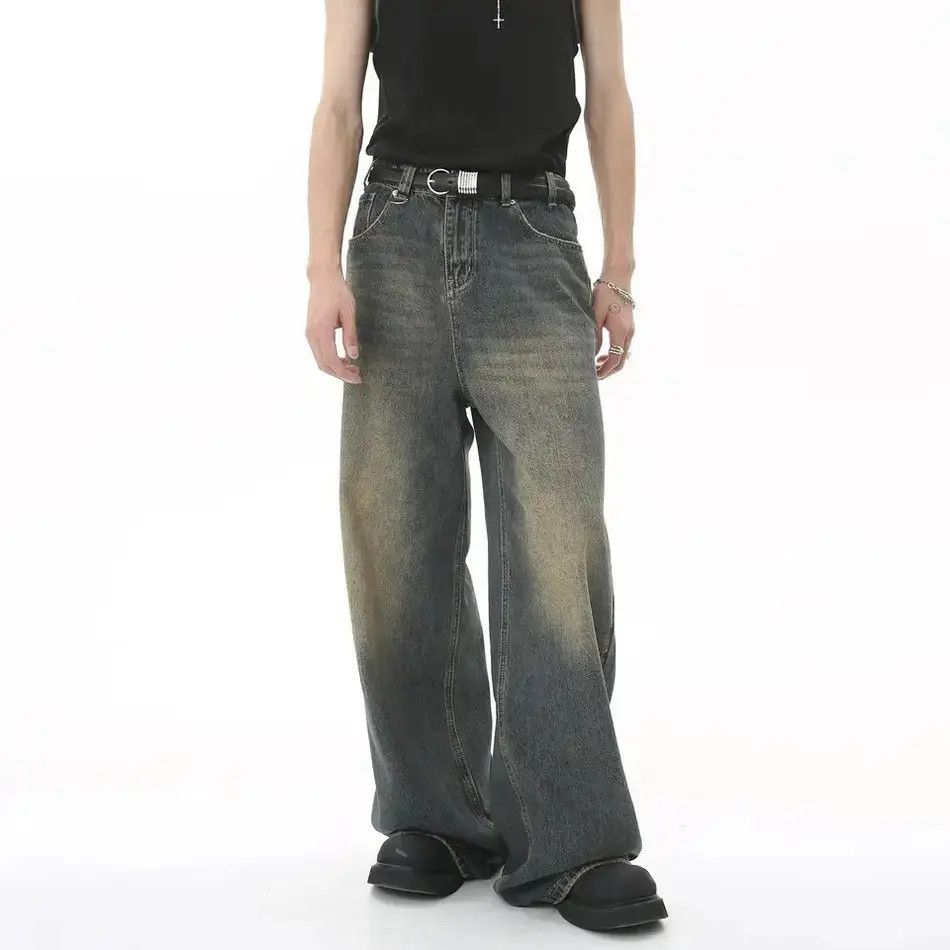 Japanese Brand Vintage Distressed Loose Wide Leg Mopping Jeans y2k Size US 32 / EU 48 - 1 Thumbnail