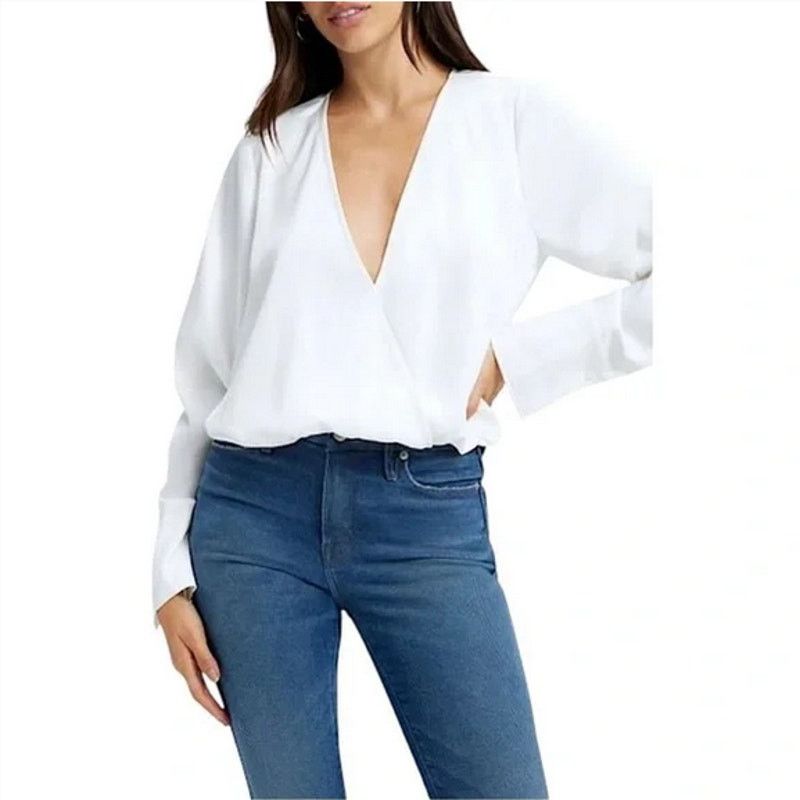 Good American Good American Long Sleeve Satin Faux Wrap NWOT Size S Size S / US 4 / IT 40 - 1 Thumbnail