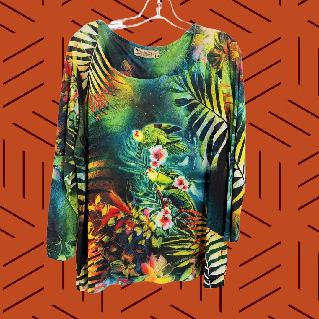 Vintage Pre-Owned Impulse Green Size XL Long Sleeve Blouse Size XL / US 12-14 / IT 48-50 - 1 Thumbnail
