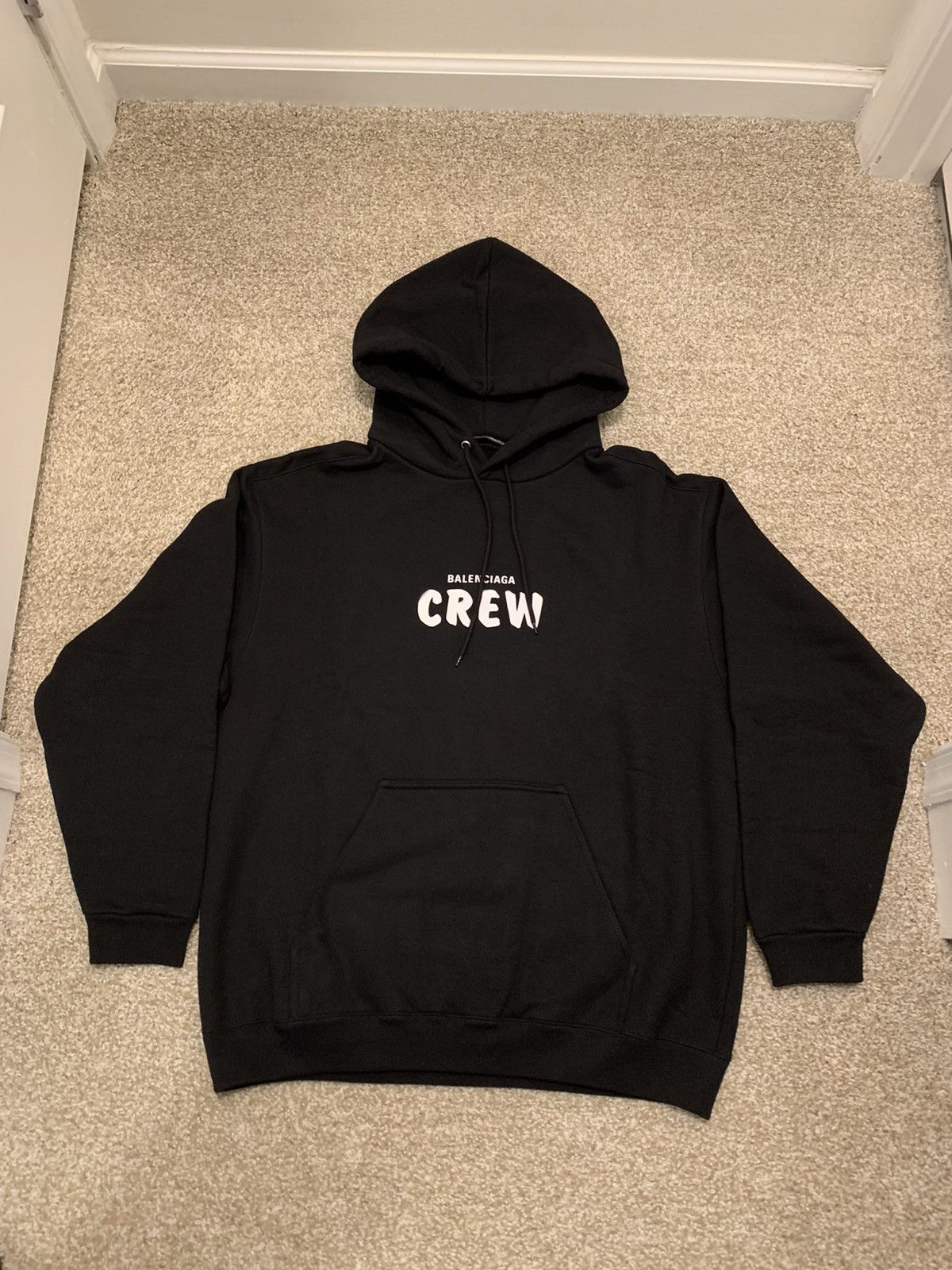 image of Balenciaga Crew Hoodie in Black, Men's (Size Medium)