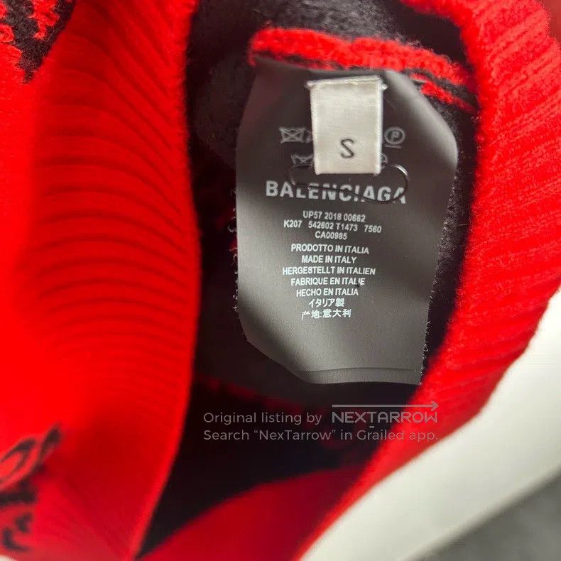 Balenciaga Balenciaga Fully Printed Logo Knitted Sweater Red Size US S / EU 44-46 / 1 - 4 Thumbnail