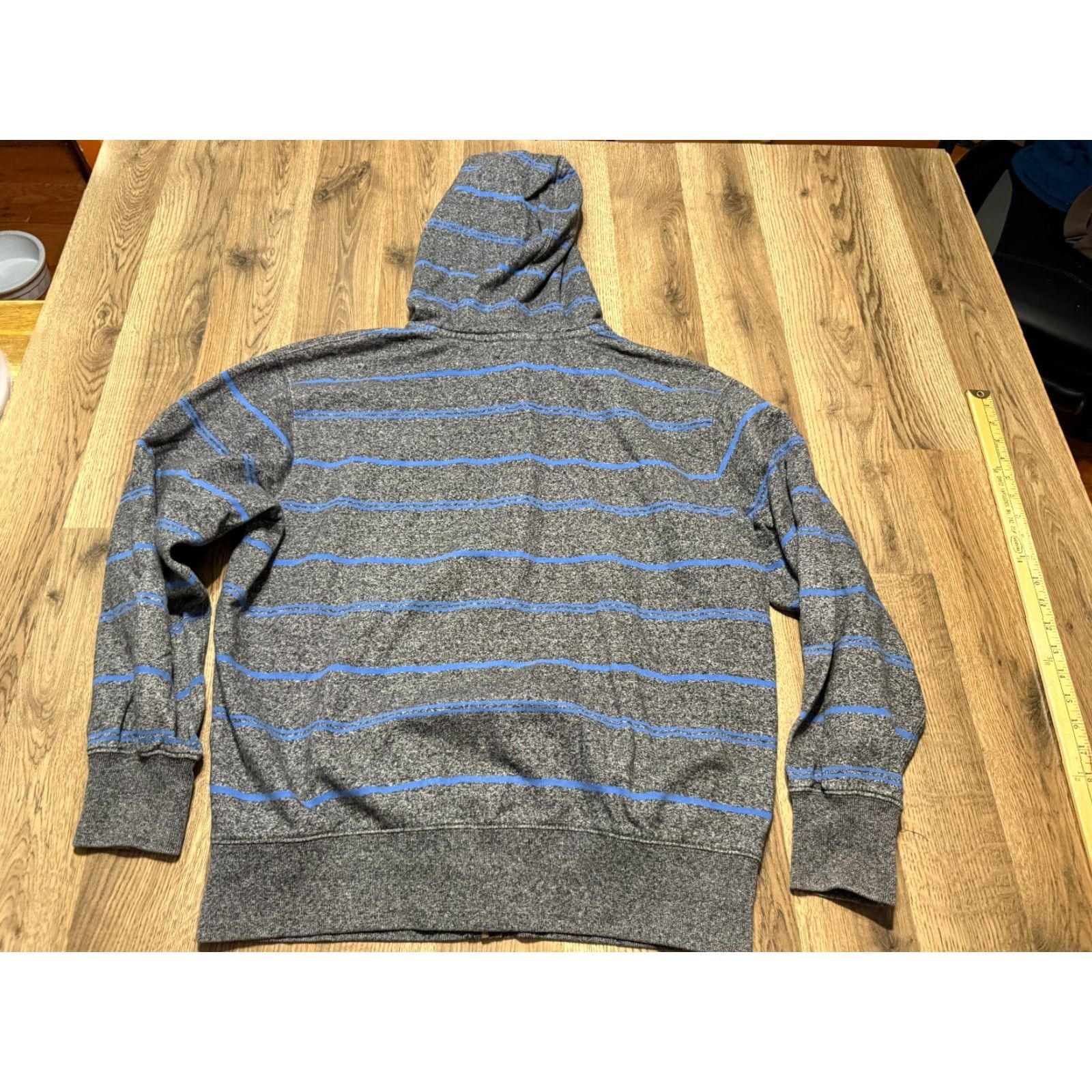 Vintage Falls Creek Sweatshirt Men L Gray blue Striped Full Zip Hooded Regular Fit Size US L / EU 52-54 / 3 - 2 Thumbnail