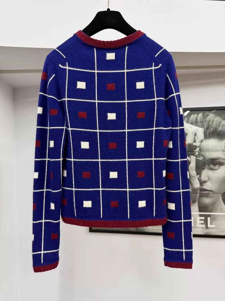 Chanel Chanel Color-blocked plaid cashmere knitted cardigan coat Size XS / US 0-2 / IT 36-38 - 3 Thumbnail
