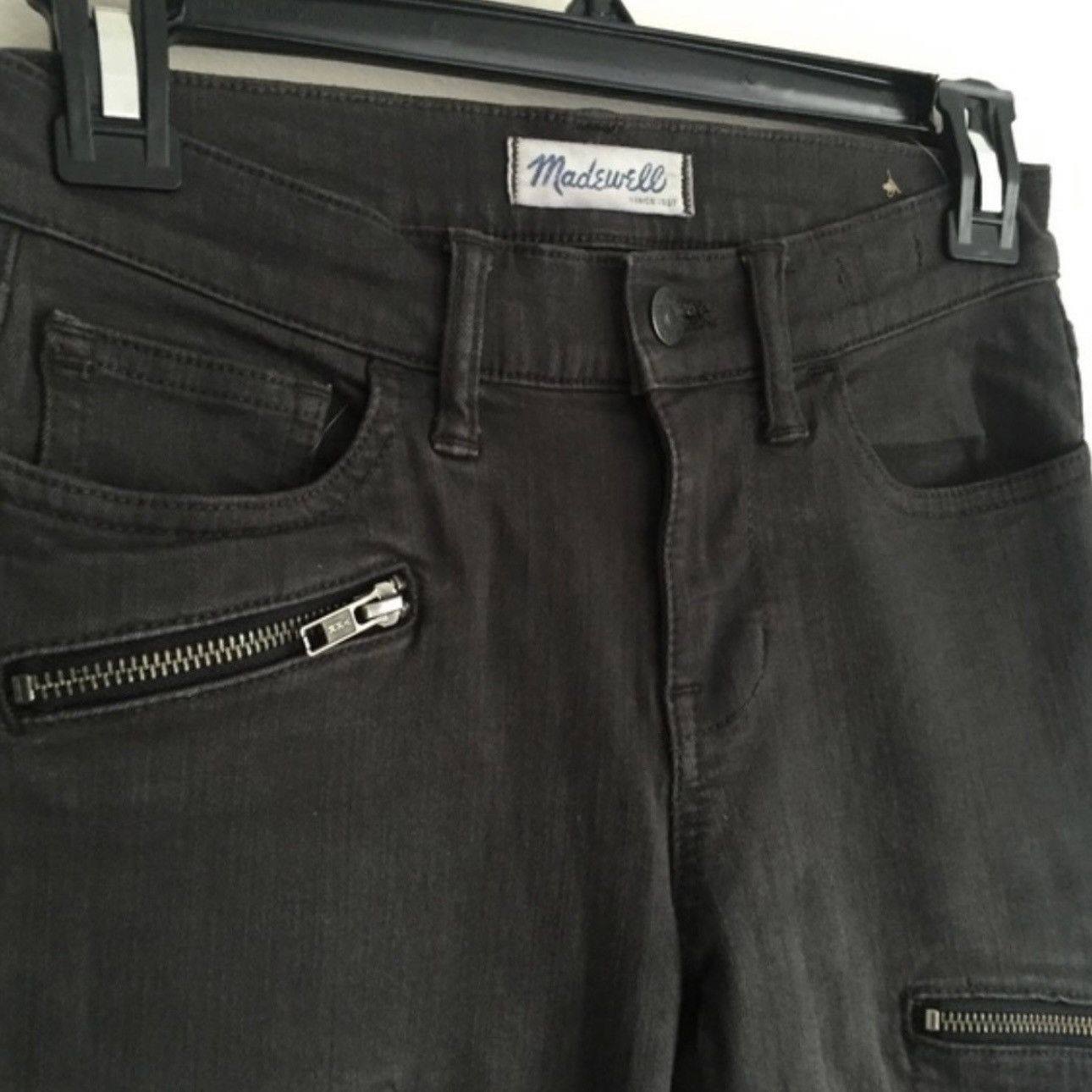 Madewell MADEWELL Black Mid Rise Multi Zipper Skinny Skinny Jeans Size 24" / US 00 / IT 34 - 4 Thumbnail