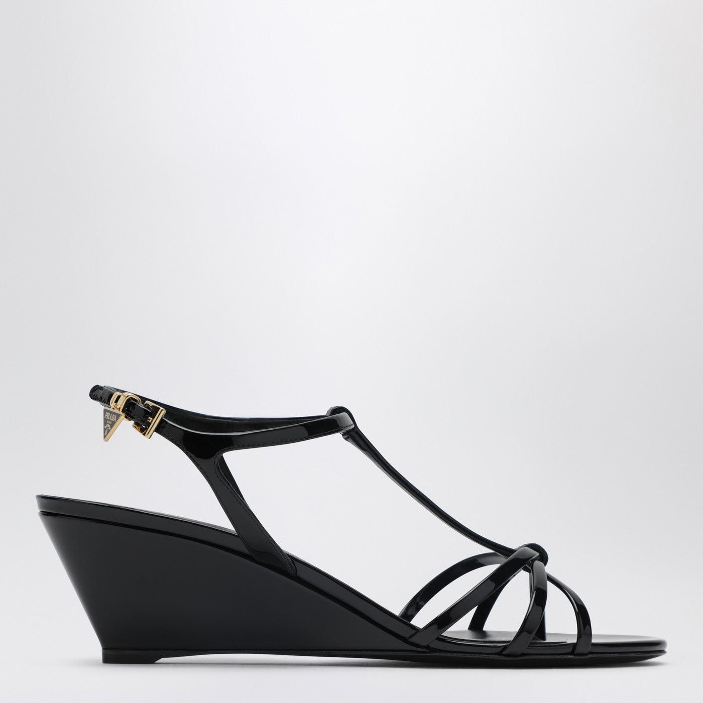 Prada Prada Wedge Sandal In Black Leather Size US 11 / IT 41 - 1 Thumbnail