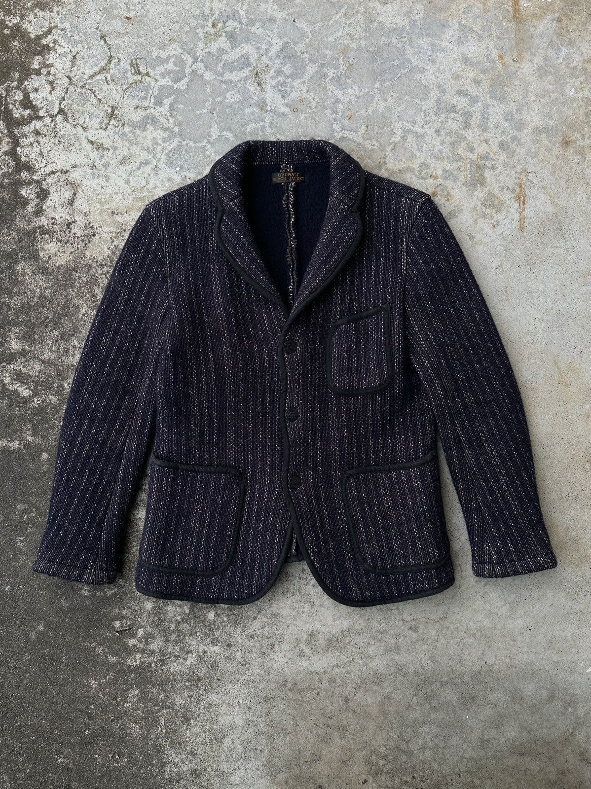 Full Count & Co. Brown’s Beach Cloth Wool Blazer Dark Salt peper Navy jacket Size US S / EU 44-46 / 1 - 1 Thumbnail