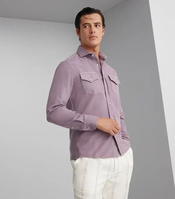 Brunello Cucinelli Shirt in Dark Purple Size US M / EU 48-50 / 2 - 1 Thumbnail