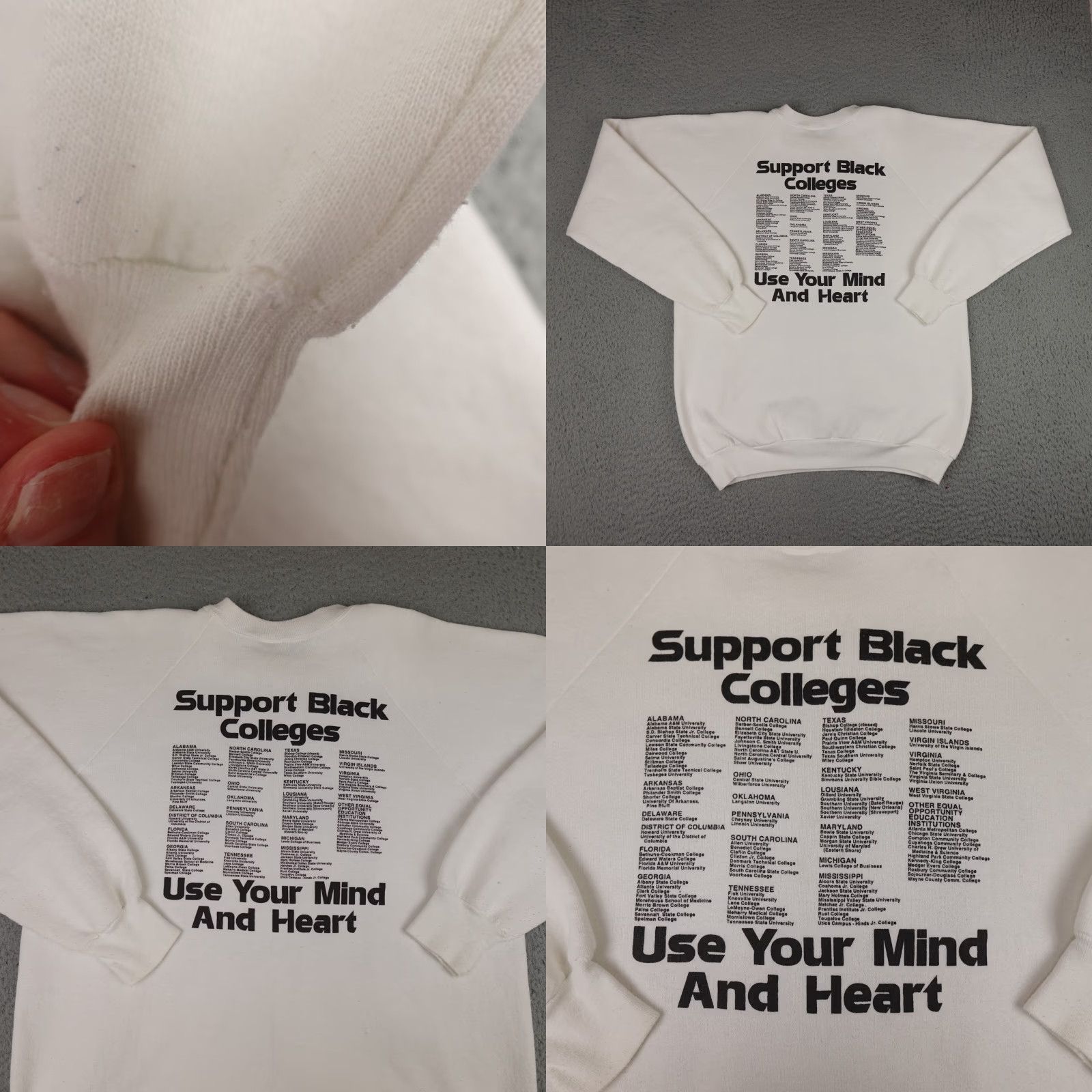 Fruit Of The Loom VINTAGE The Blacker The College Sweatshirt Mens XL White Crewneck BLM USA Made Size US XL / EU 56 / 4 - 8 Thumbnail