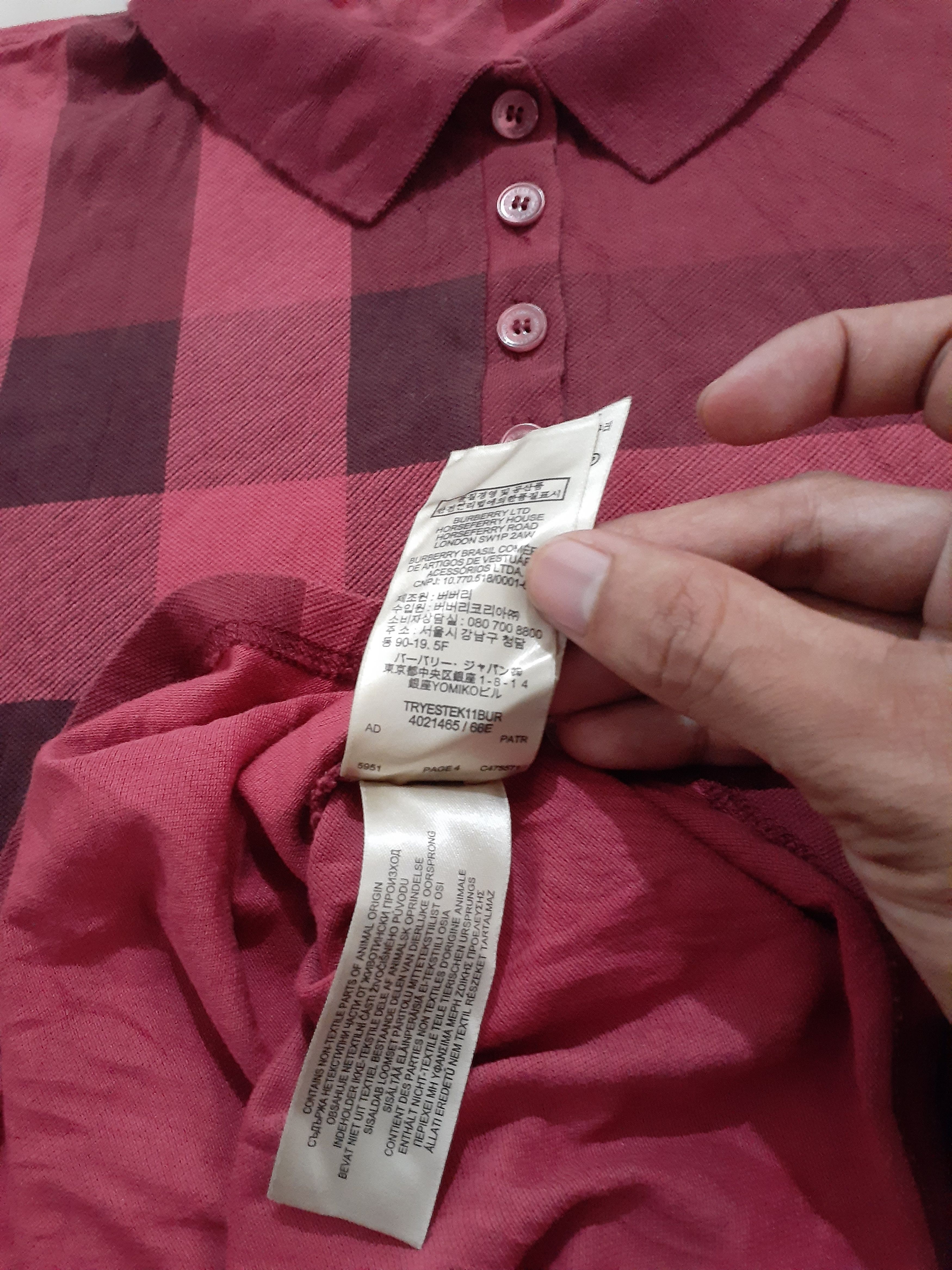 Burberry × Designer Burberry Brit Plaid Stretch Cotton Poloshirt Size XS / US 0-2 / IT 36-38 - 6 Thumbnail
