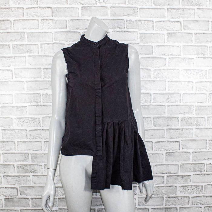 Oak NYC OAK New York Pleated Asymmetrical Blouse in Black Cotton Grailed
