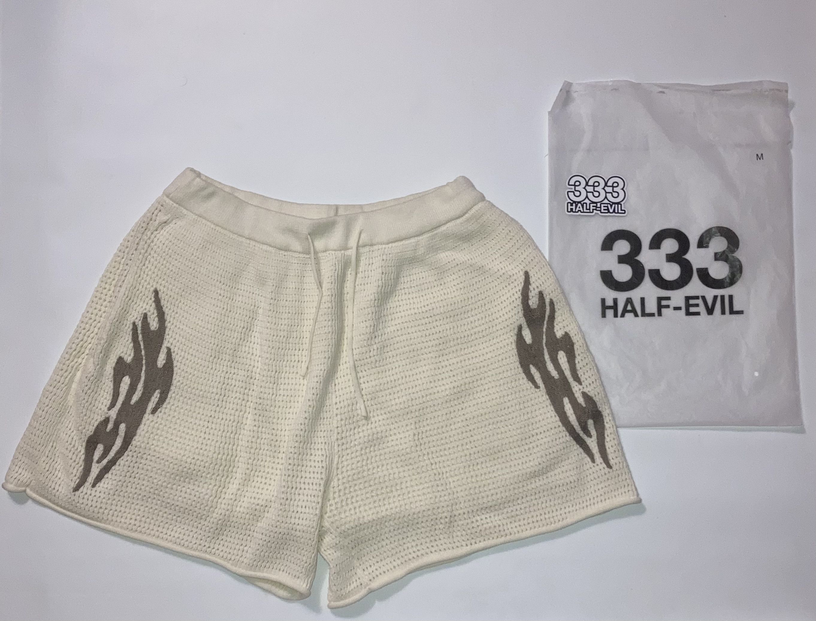 Half Evil Half Evil Twin Flame Knit Shorts - White Size US 32 / EU 48 - 2 Thumbnail