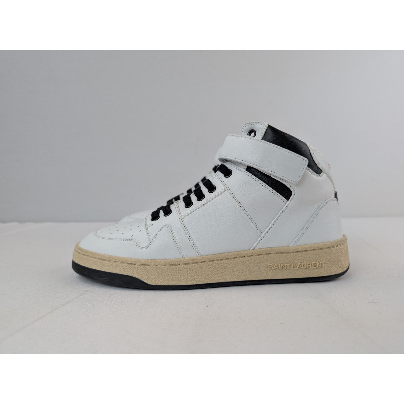 Saint Laurent Paris o1rshd1 Lax Mid top sneakers in Blanc optique/nero Size US 10 / EU 43 - 10 Thumbnail