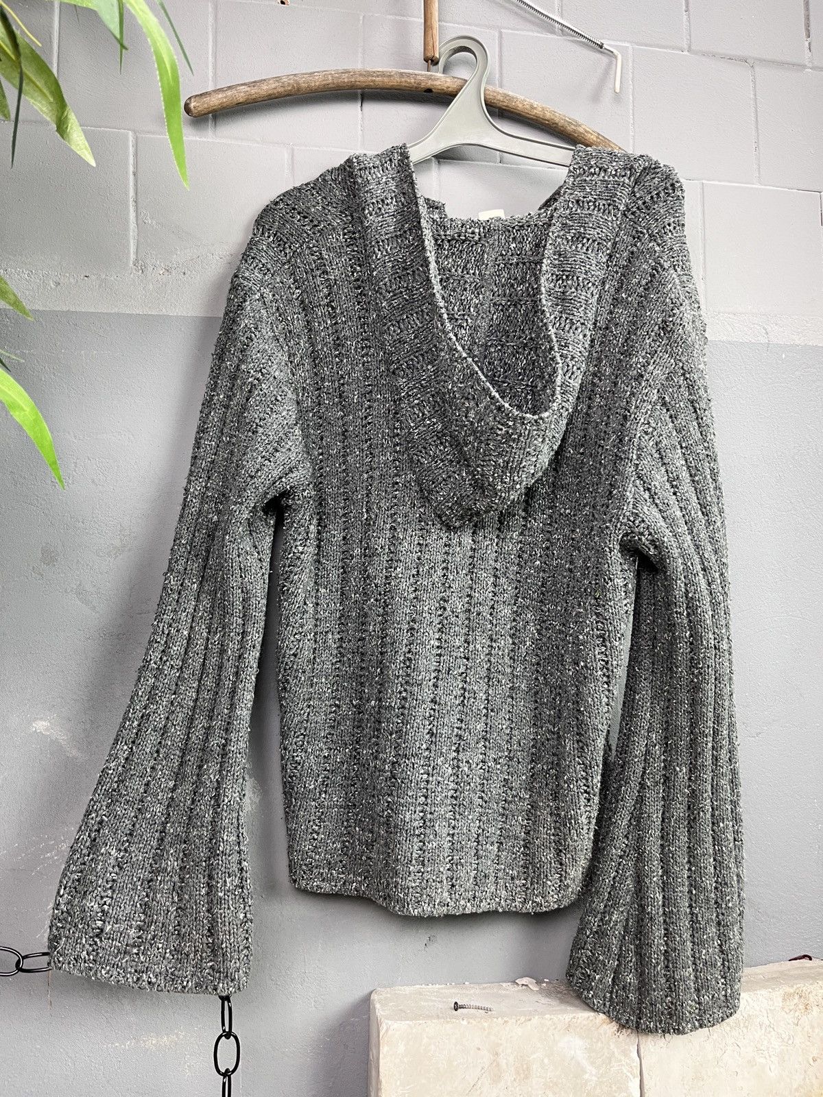 Vintage OVERSIZED HOODED KNITED CARDIGAN + FLARED SLEEVES - 1653 Size US XL / EU 56 / 4 - 2 Thumbnail