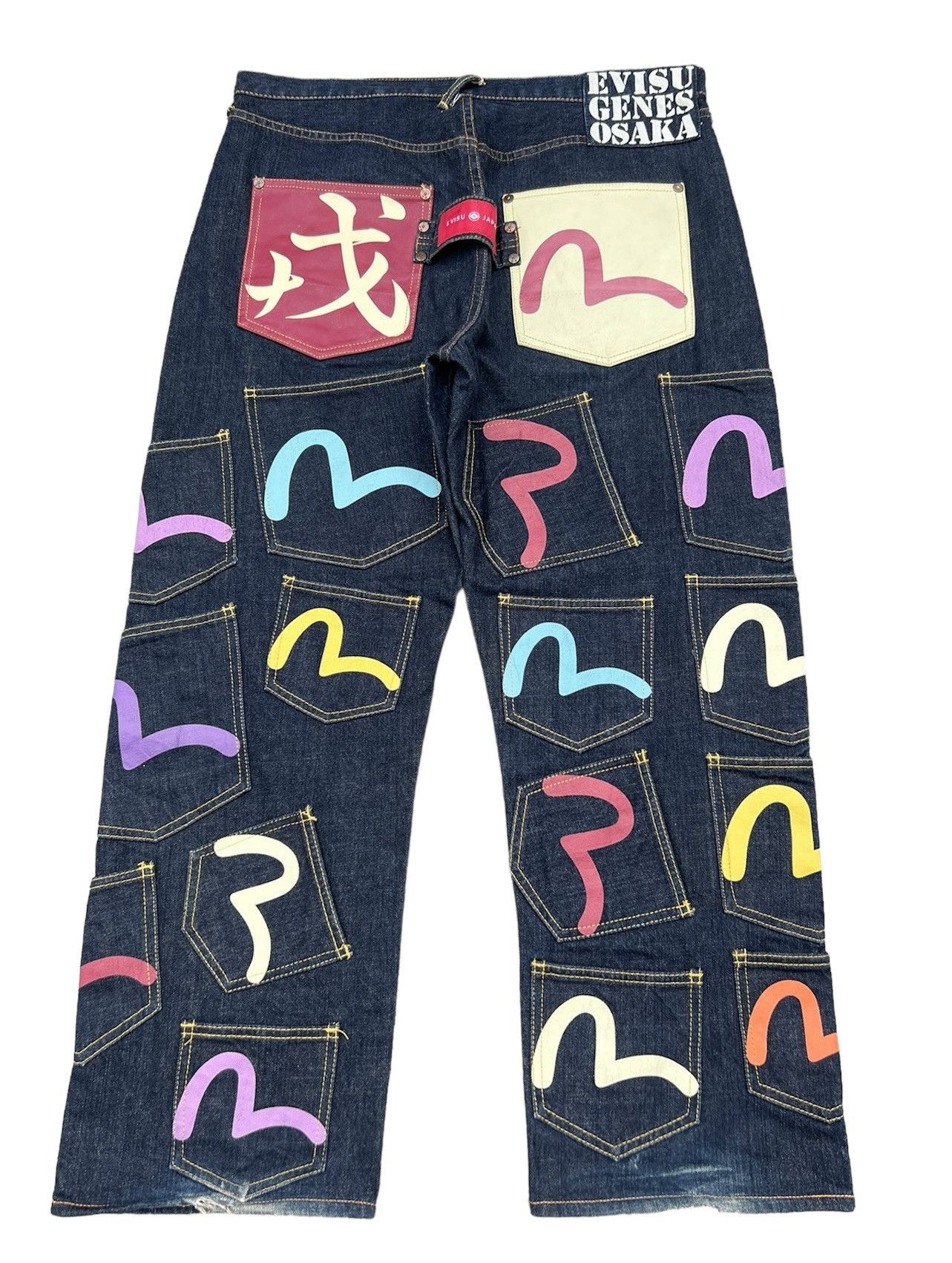 image of Evisu Multi Pocket Denim Selvedge Jeans, Men's (Size 36)