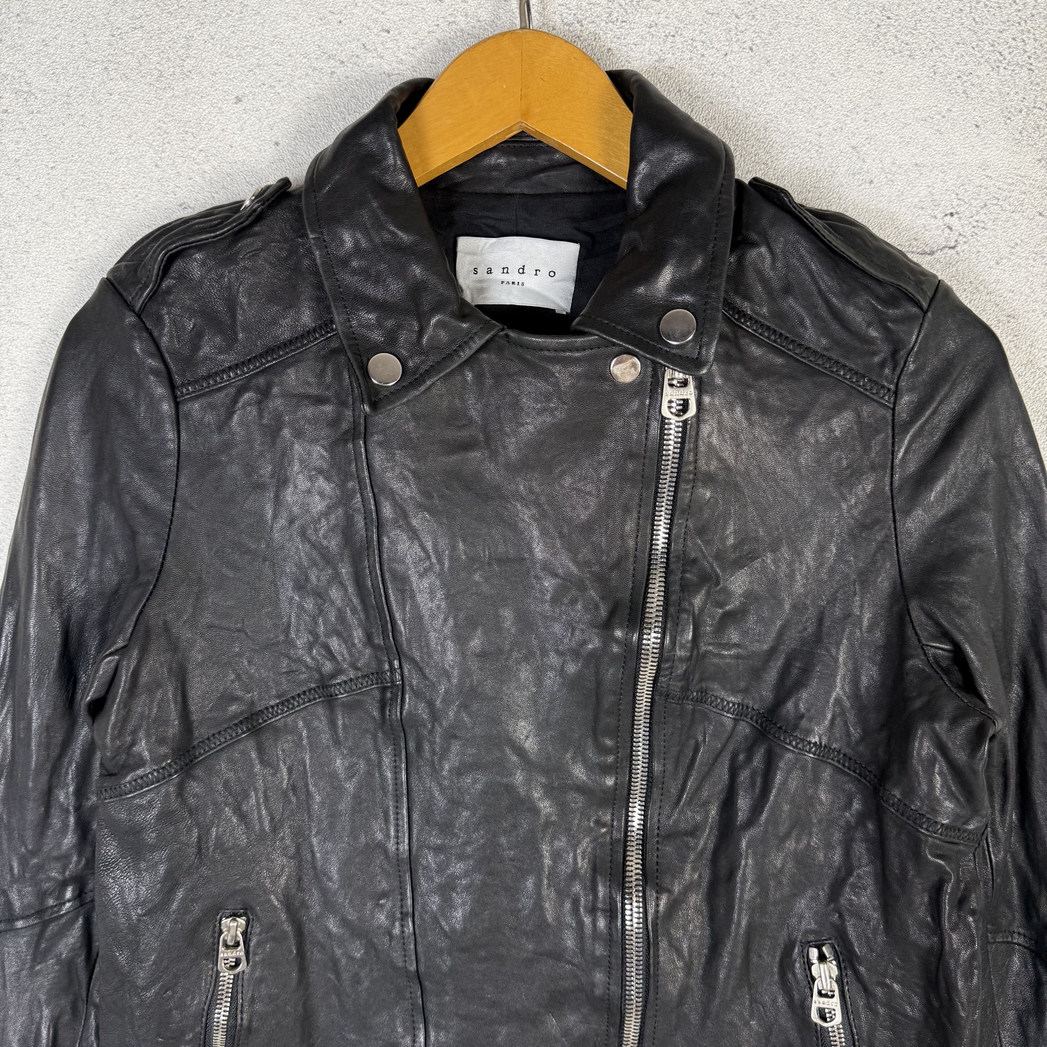 Sandro Sandro Leahter Biker Jacket Size US XS / EU 42 / 0 - 2 Thumbnail