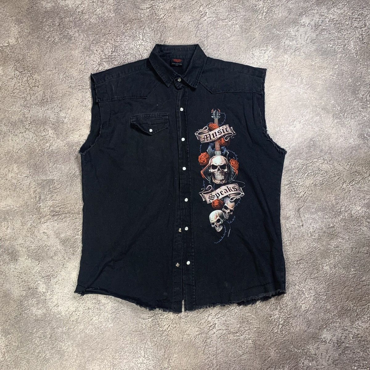Vintage Vintage 90s Skull Graphic Vest Dark Grunge Horror Boxy XXL Size US XXL / EU 58 / 5 - 2 Thumbnail