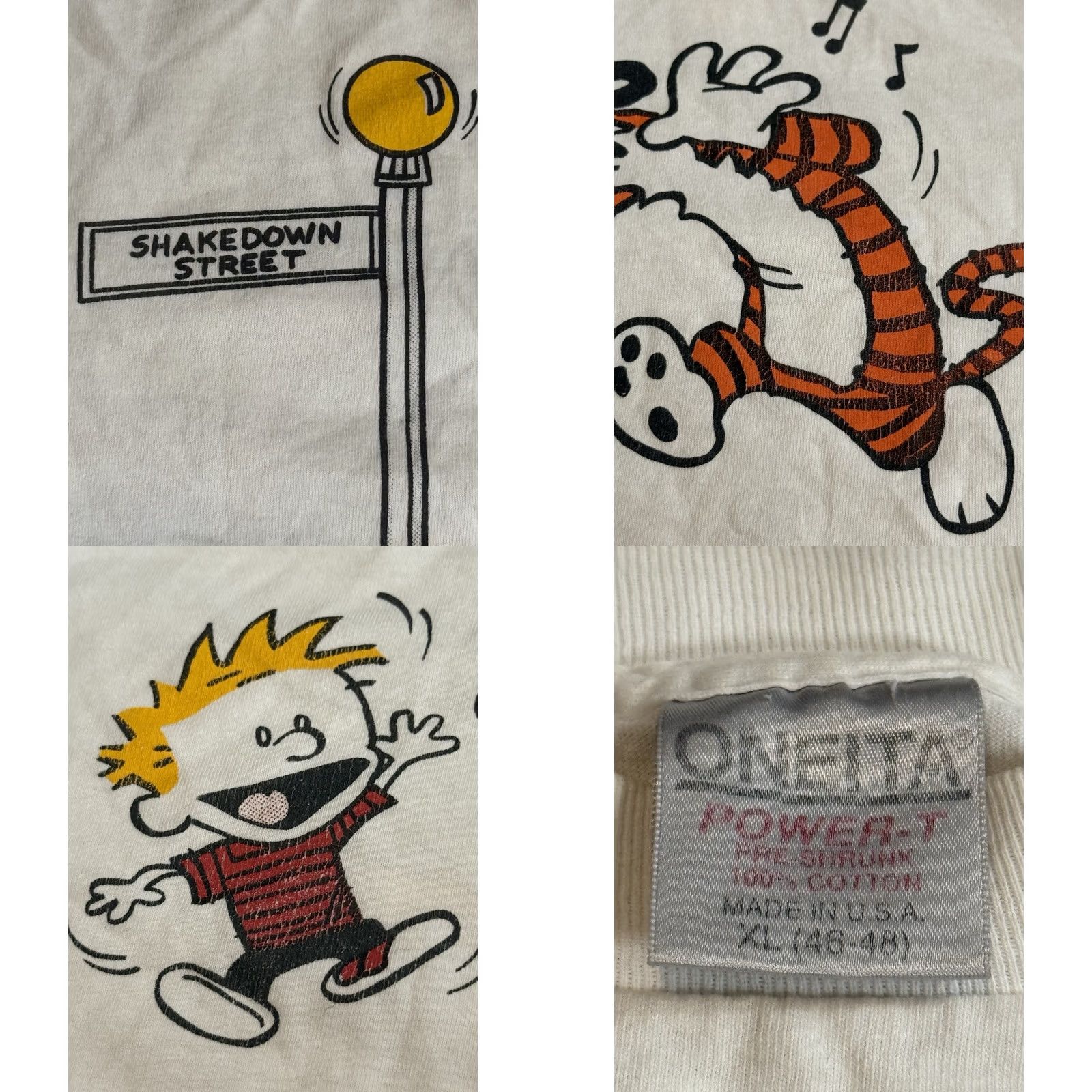 Vintage VINTAGE Grateful Dead Calvin & Hobbes Shakedown Street Shirt XL Jerry Garcia Crew Neck Short Sleeve White Cotton Men T-Shirt 90s Band Hippie Music Size US XL / EU 56 / 4 - 8 Thumbnail