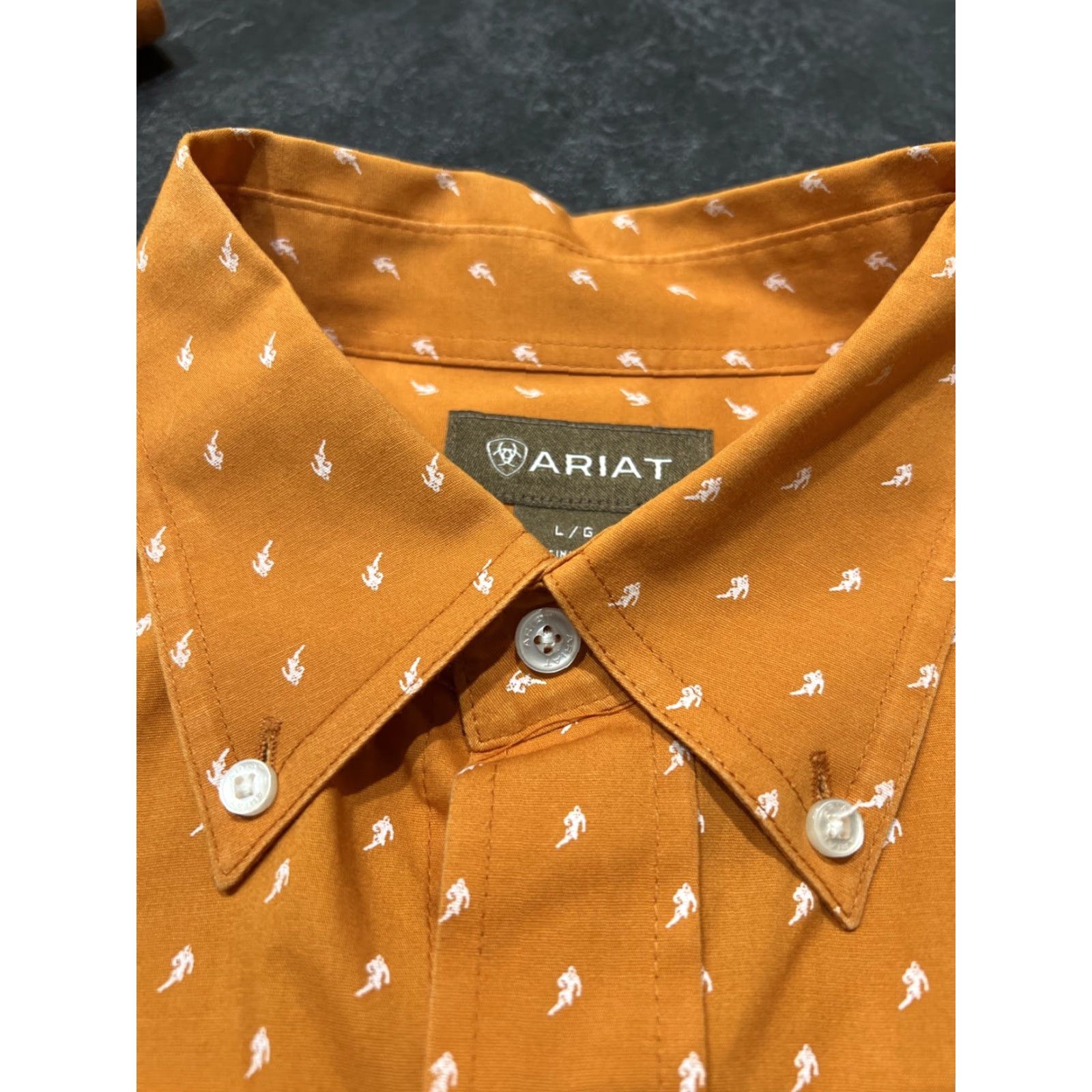 Ariat Ariat Graphic Print Long Sleeve Western Button-Up Shirt Men's Large Orange Pro Series Size US L / EU 52-54 / 3 - 4 Thumbnail