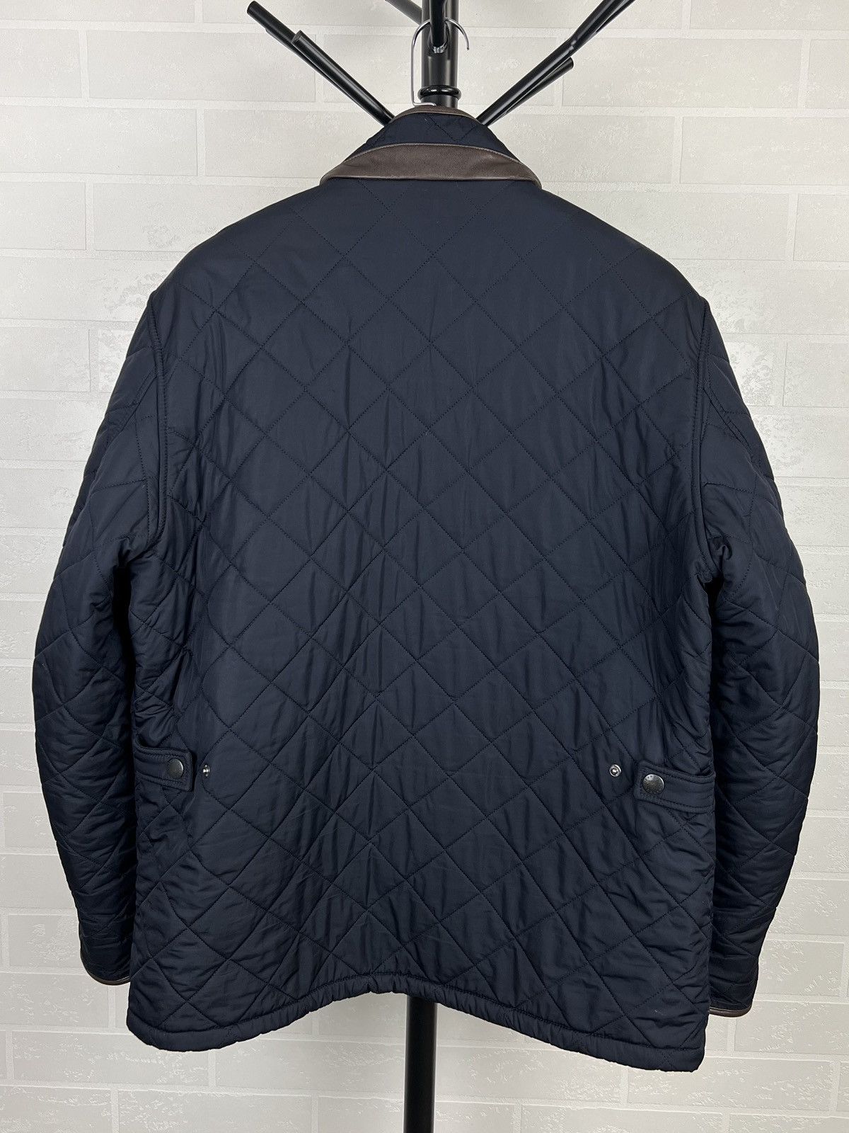 Barbour BARBOUR Jacket Quilted POWELL Pockets Logo Blue Men’s Size US XL / EU 56 / 4 - 12 Thumbnail
