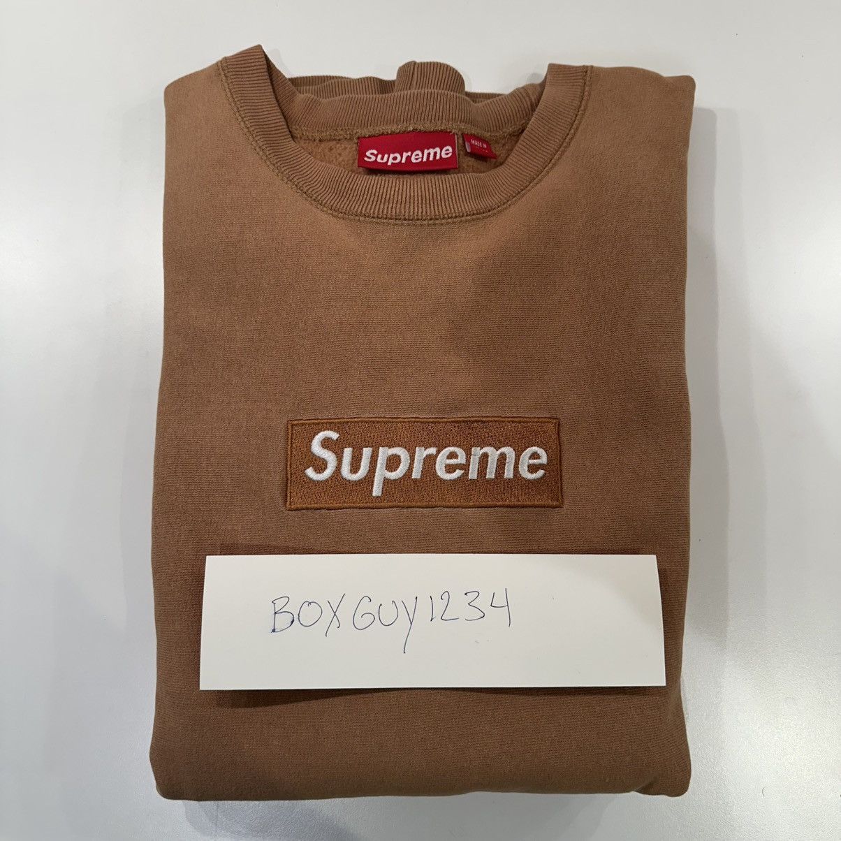 Supreme 2003 Khaki Box Logo Crewneck Size US L / EU 52-54 / 3 - 6 Thumbnail