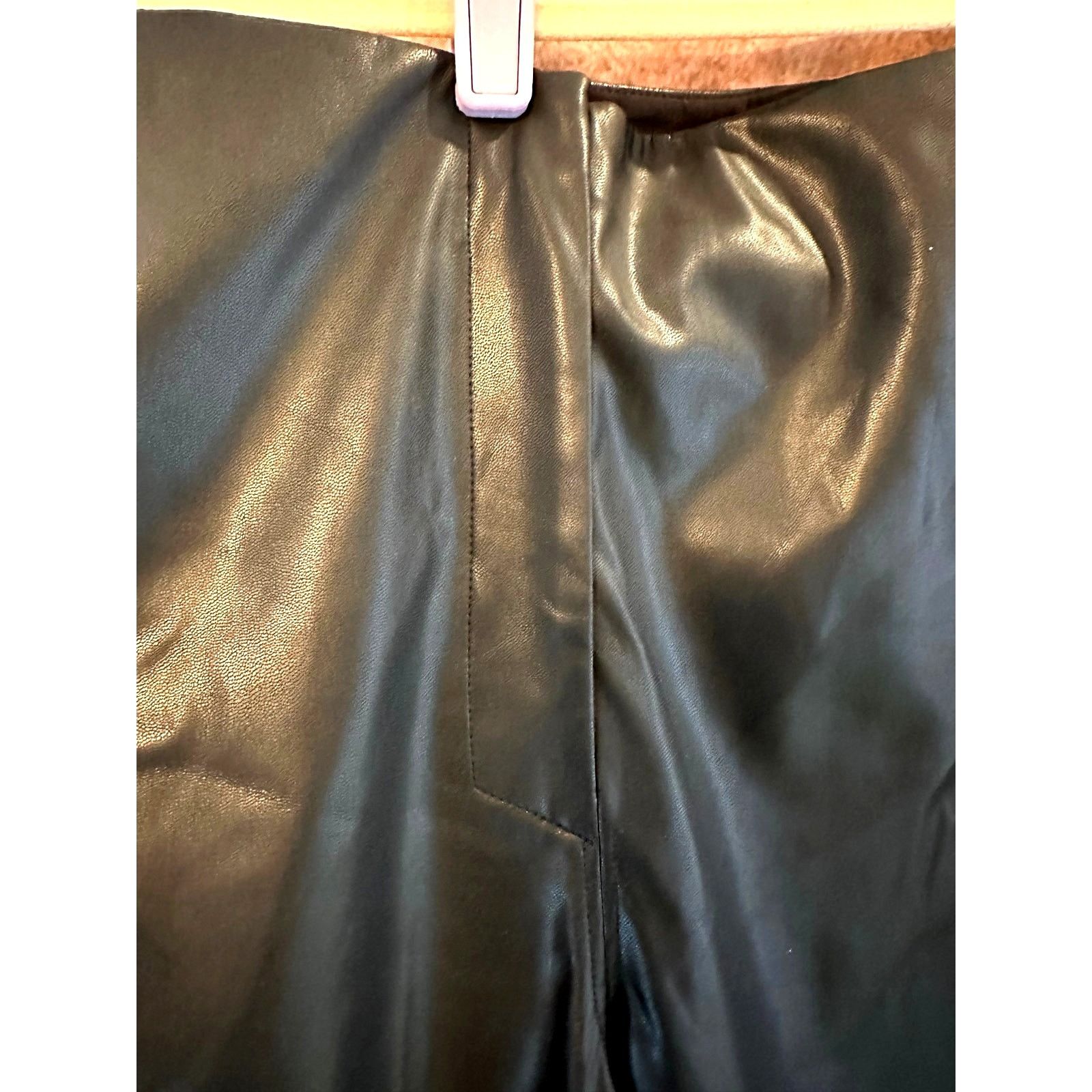 Tanya Taylor Tanya Taylor Adler Faux Leather Pants Bottom Slits Black 18 Size 40" / US 18 - 9 Thumbnail