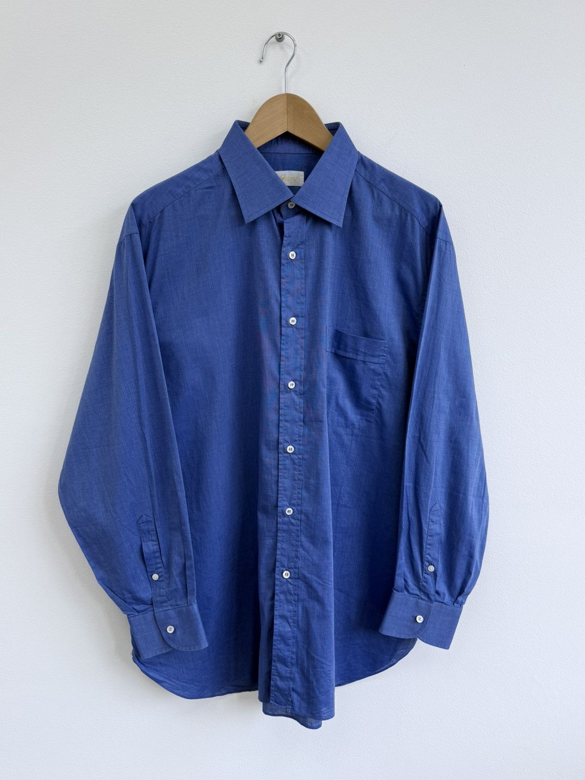 Brioni Brioni Blue Cotton Button Up Shirt Size US XL / EU 56 / 4 - 2 Thumbnail
