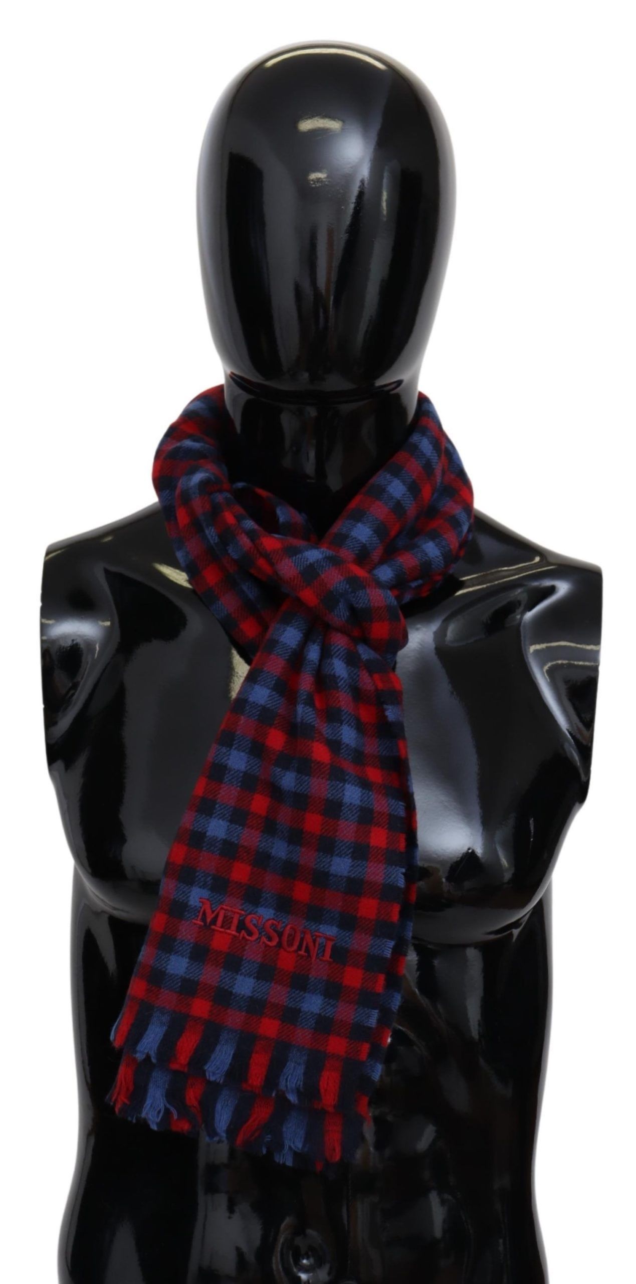 Missoni Chic Check Pattern Wool Scarf with Logo Men's Embroidery Size ONE SIZE - 1 Thumbnail