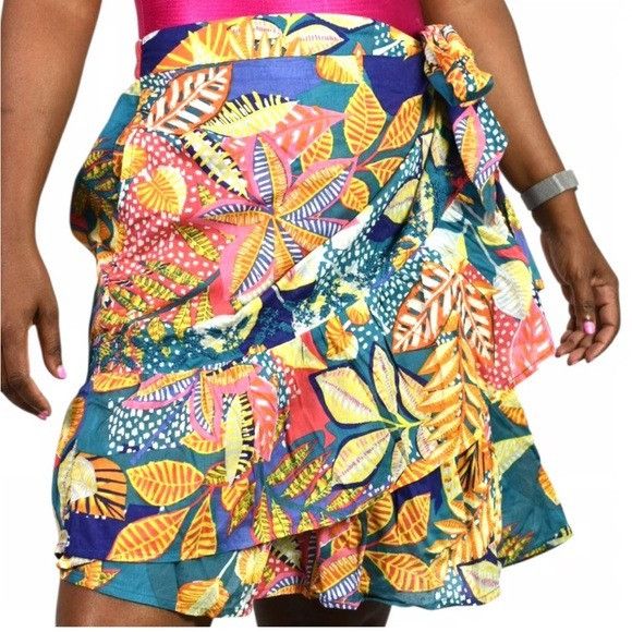 Cynthia Rowley Cynthia Rowley 100% Cotton Tropical Floral Multicolor Wrap R Size 30" / US 8 / IT 44 - 2 Thumbnail