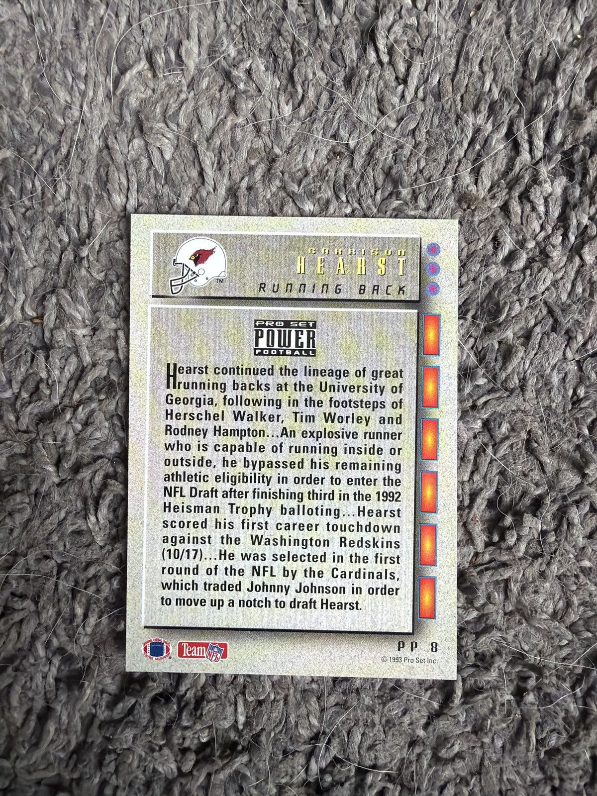 NFL 1993 Pro Set #PP8 Garrison Hearst Card Size ONE SIZE - 2 Thumbnail