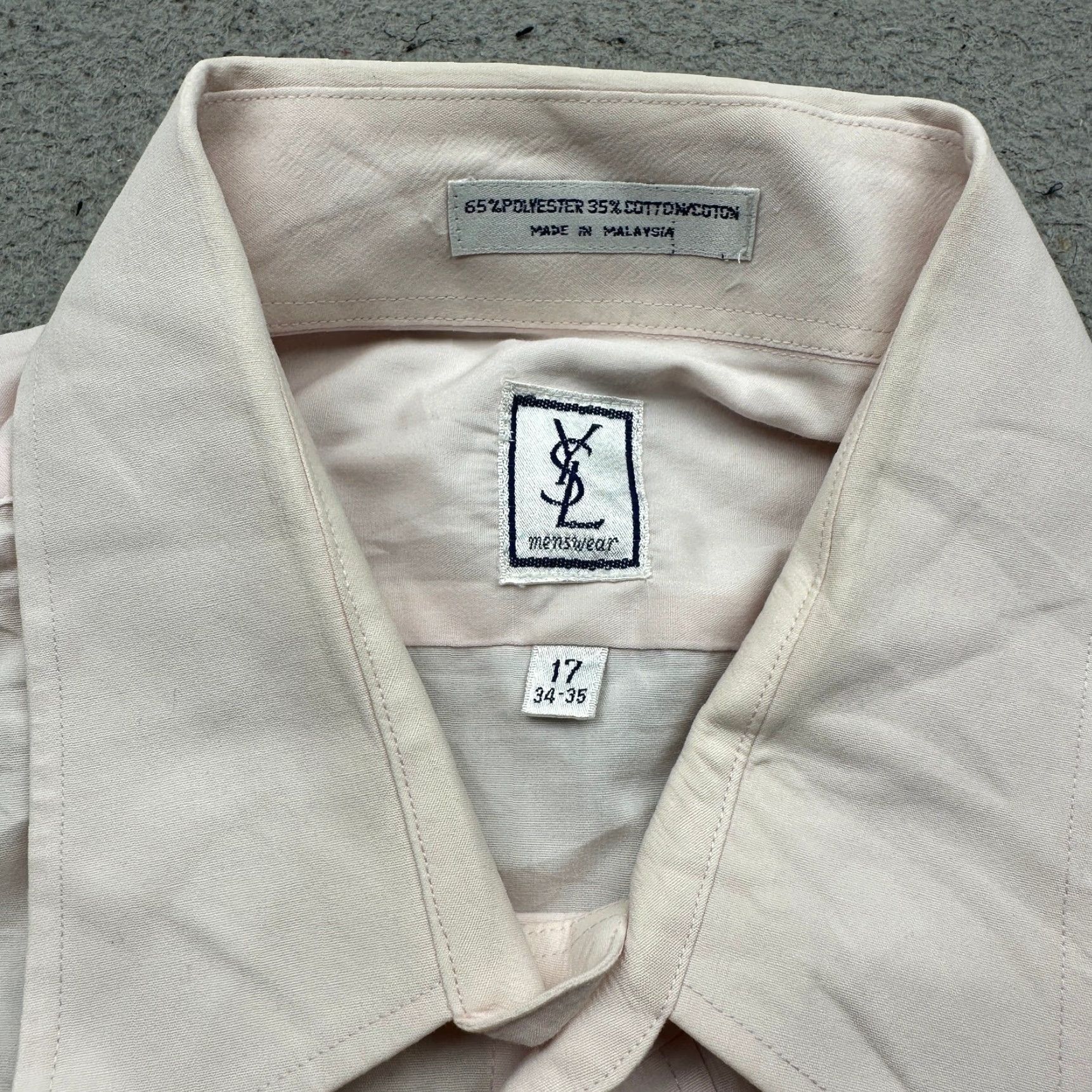 Yves Saint Laurent VINTAGE YSL Yves Saint Laurent Pink Button Pocket Dress Shirt Mens XL 17 Size 46R - 3 Thumbnail