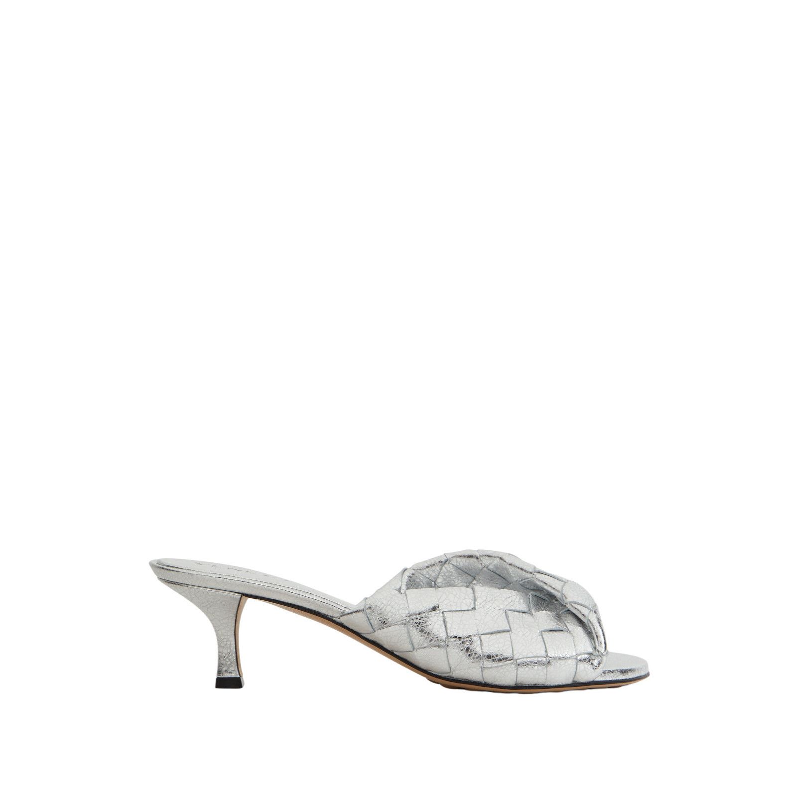 BOTTEGA VENETA Blink $1250 Silver Leather 50mm Mules New And