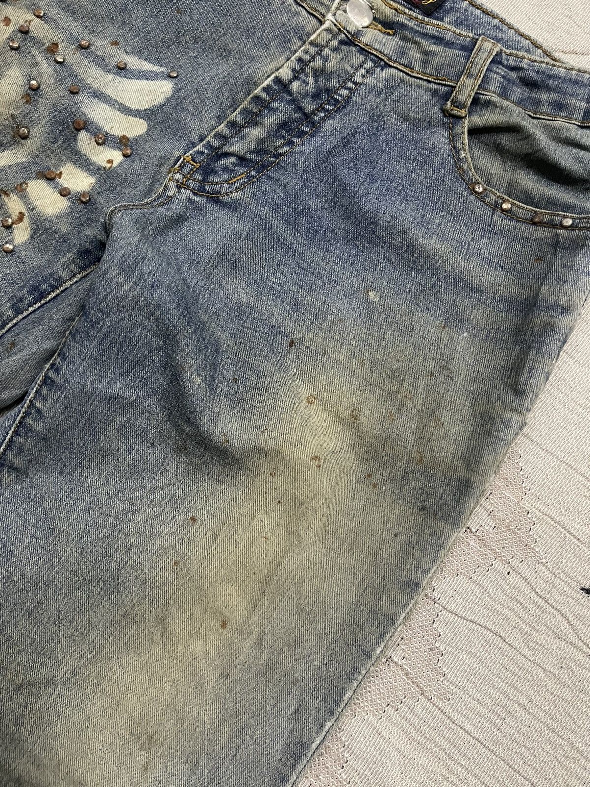 If Six Was Nine 2000s HOT BALLOONING FLARE DISTRESSED JEANS RARE DESIGN Size 26" / US 2 / IT 38 - 7 Thumbnail